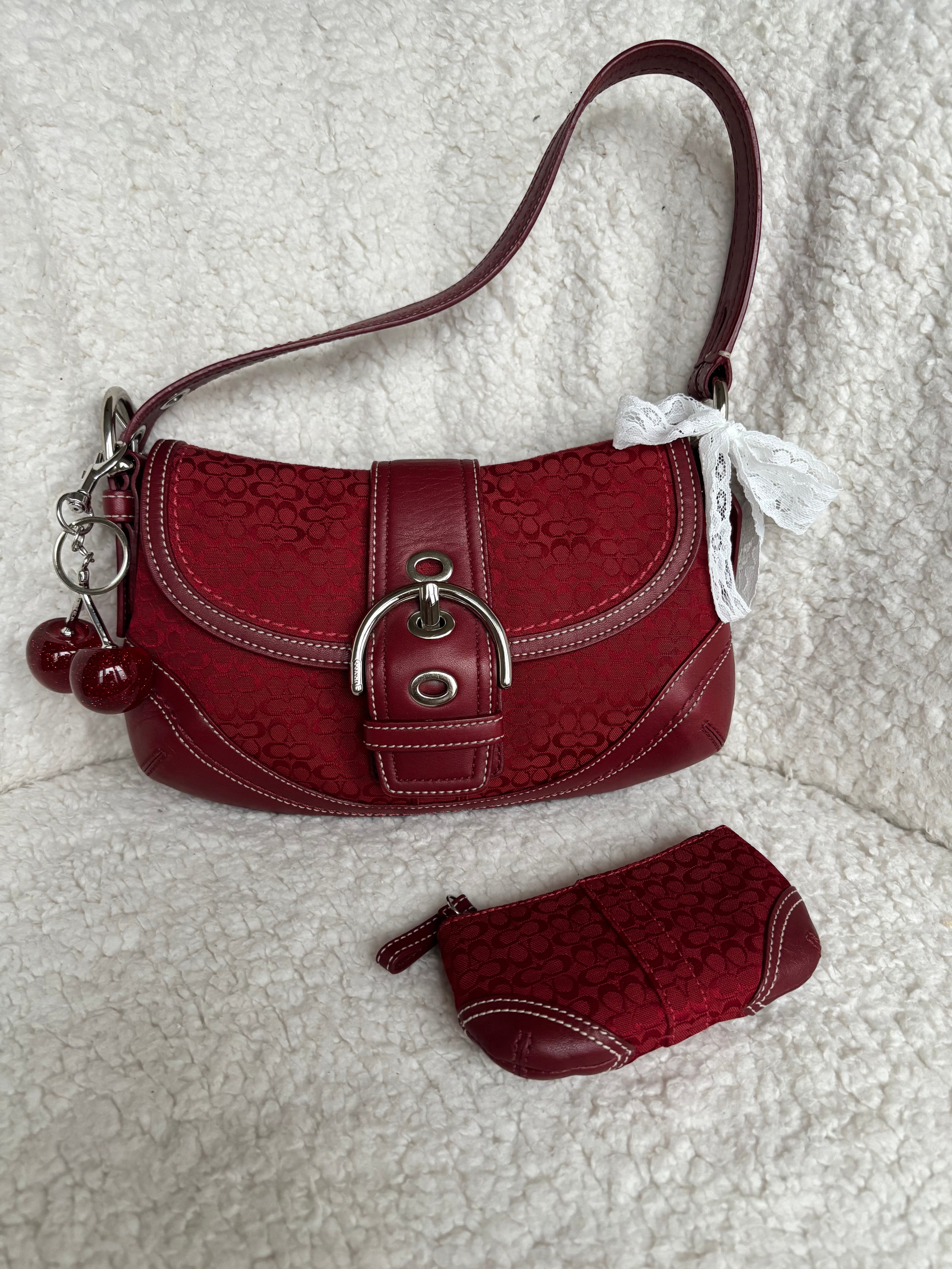 Y2K Coach Mini Soho Red Signature + Matching coin purse