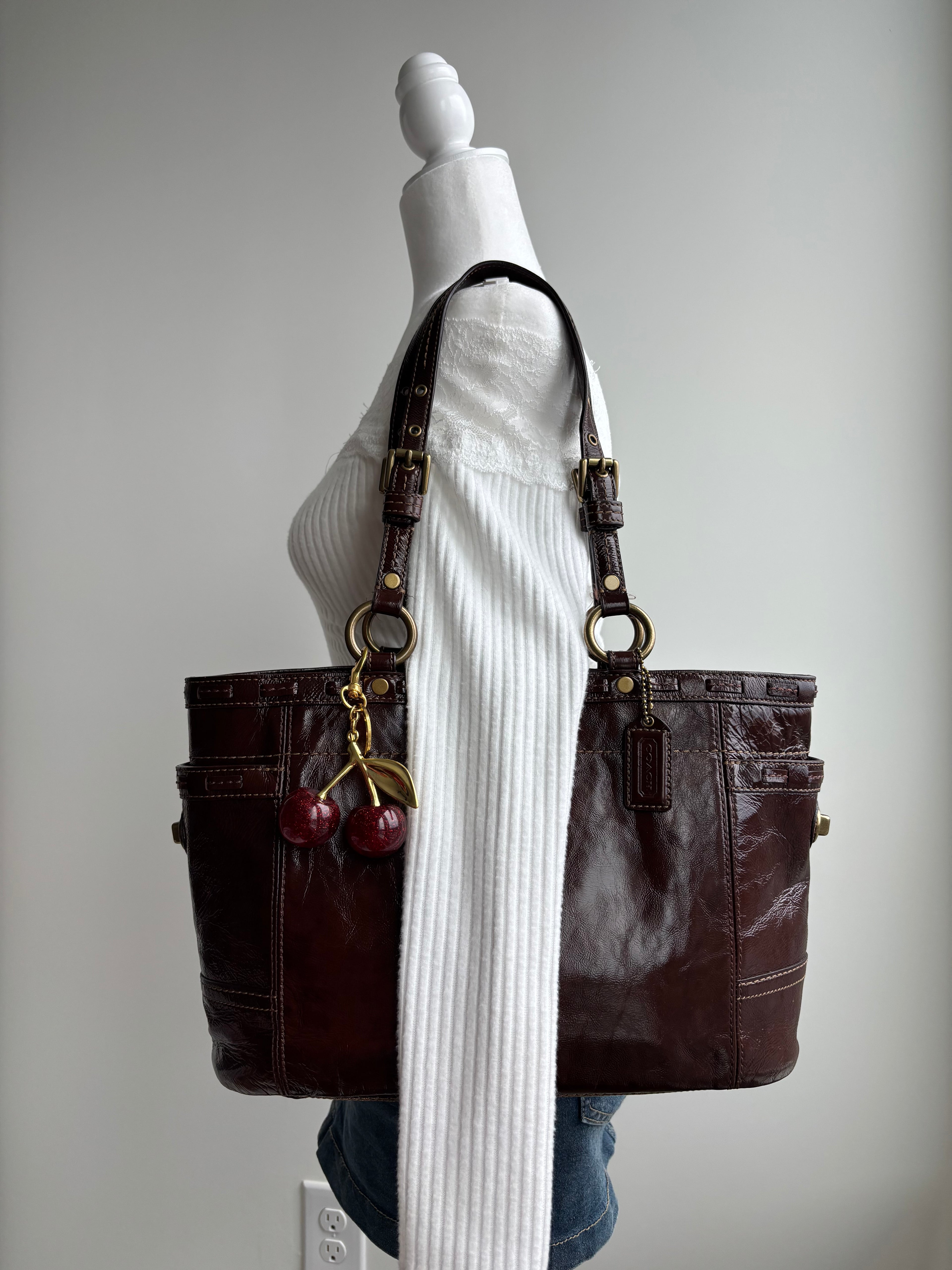 Coach Brown Patent Leather Tote