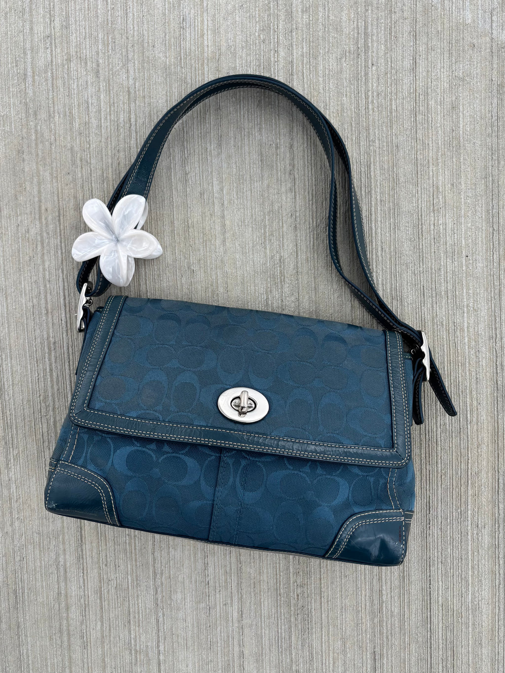 Y2K Coach Dark Blue Hampton Shoulder Bag