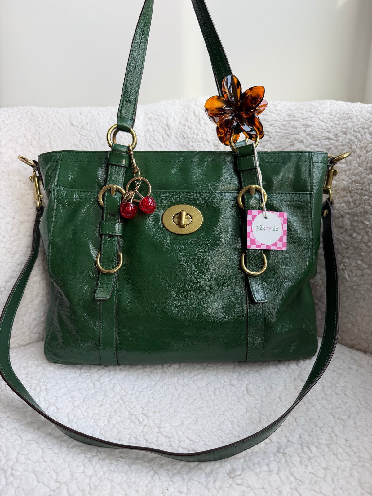 Coach Green Patent Leather Tote