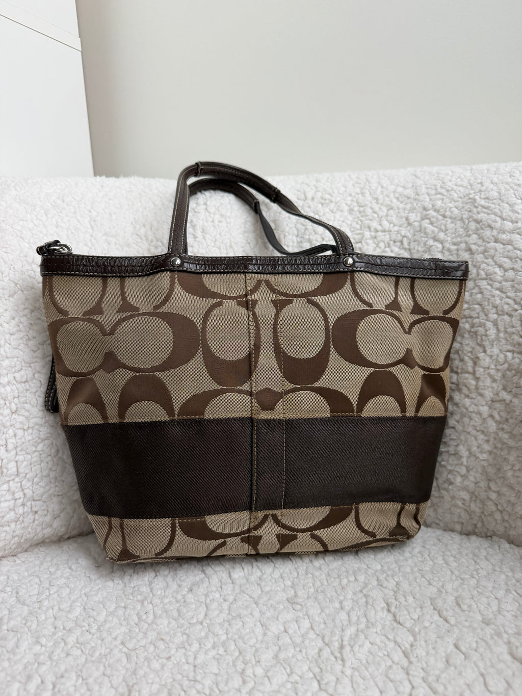 Coach Brown Striped Tote Bag