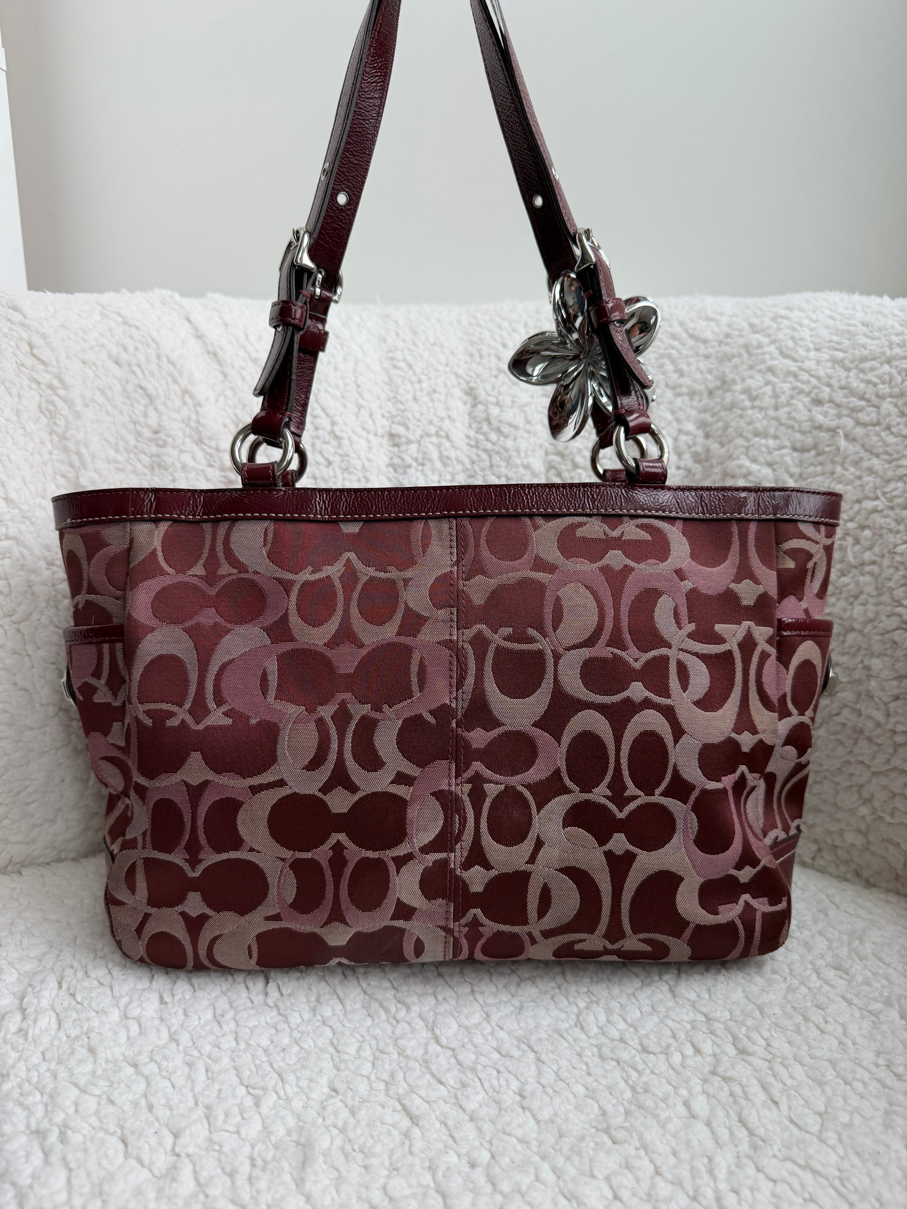 Coach Signature Burgundy Tote