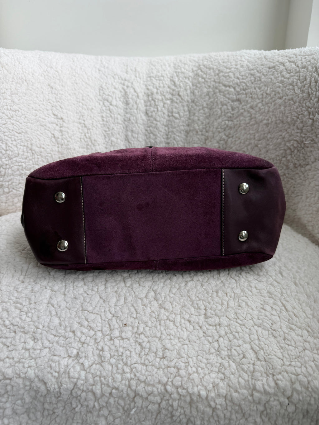 Coach Signature Suede Plum Tote