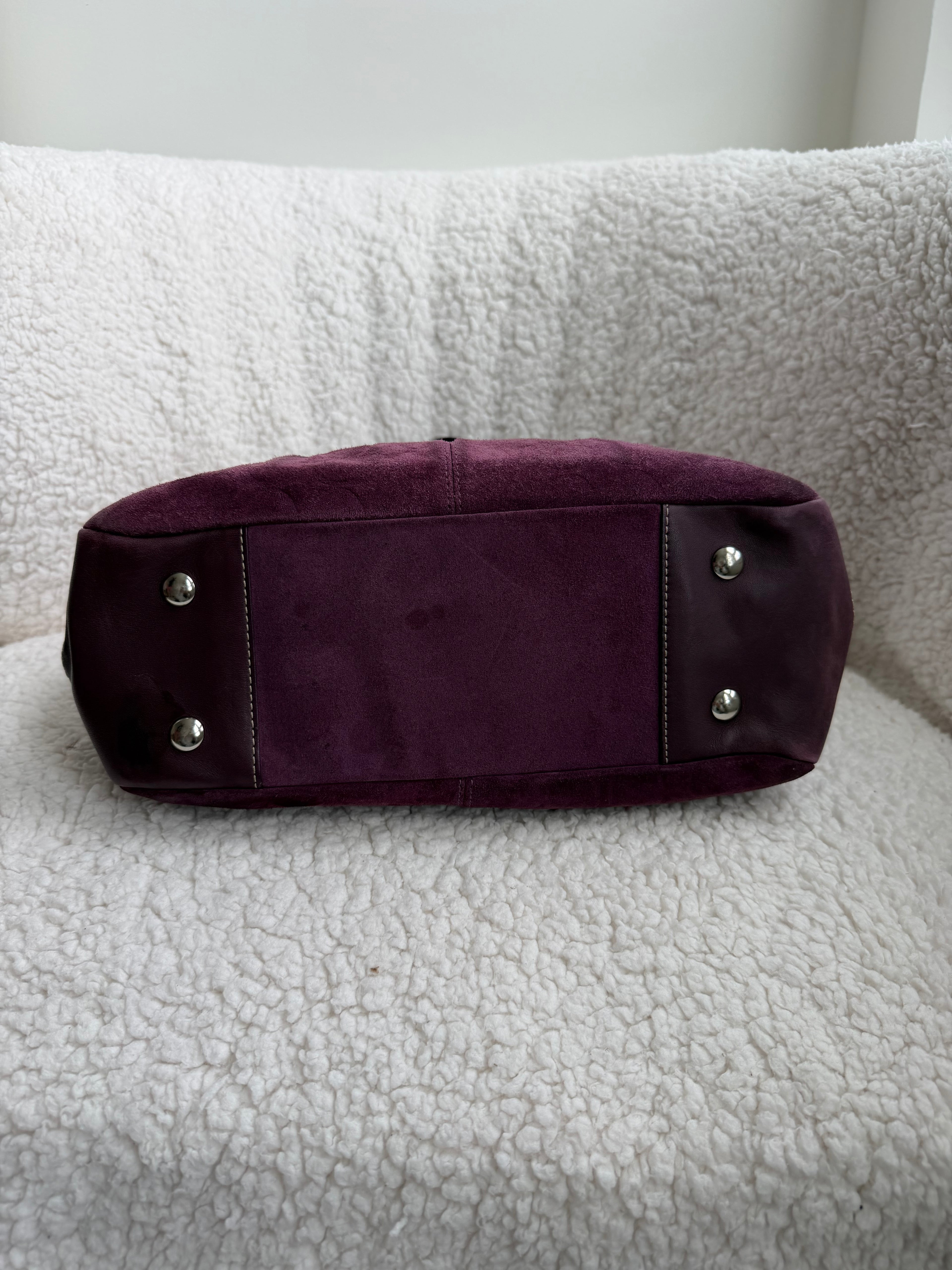 Coach Signature Suede Plum Tote