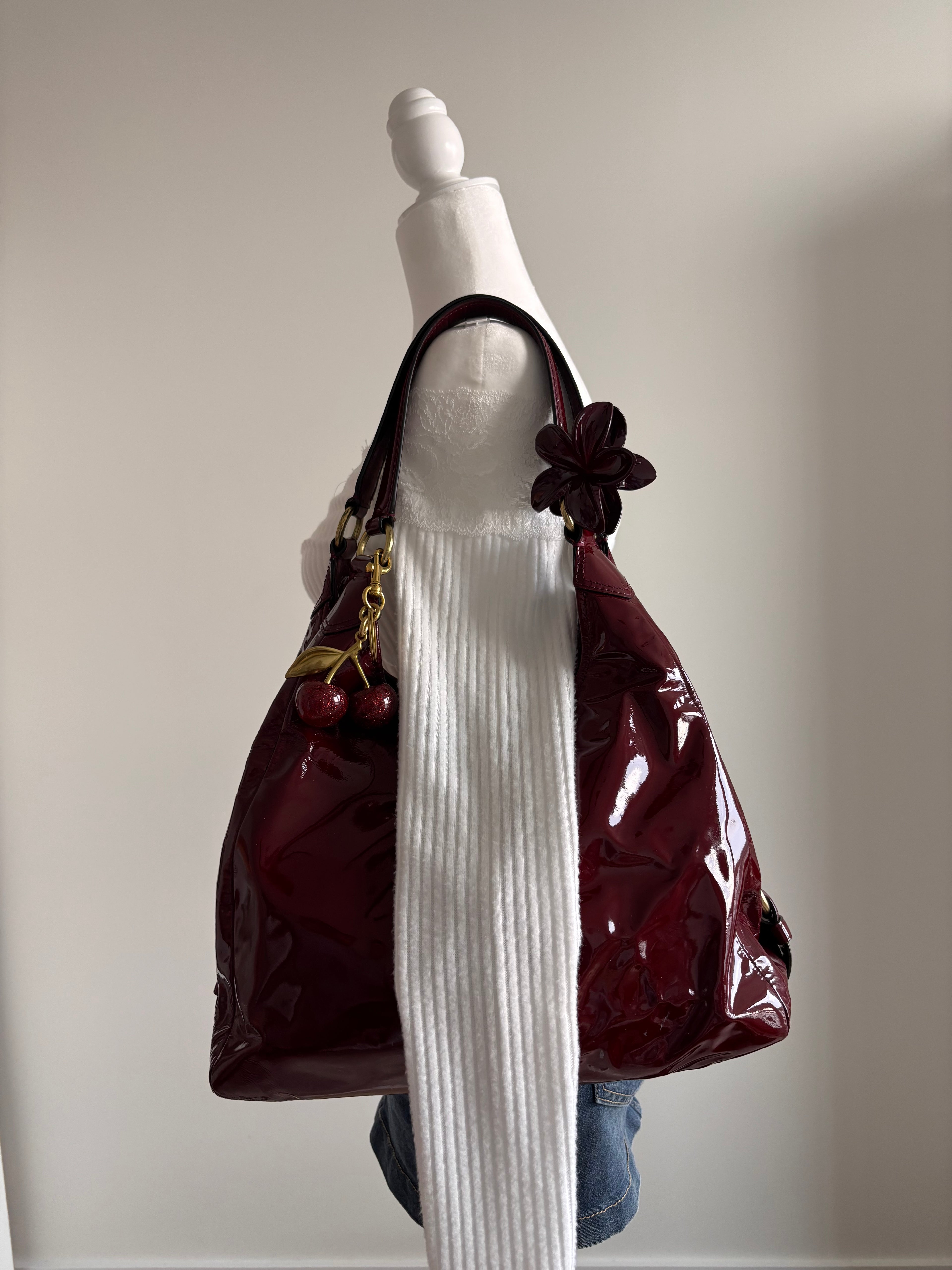 Coach Maggie Cherry Red Patent Leather Shoulder Bag