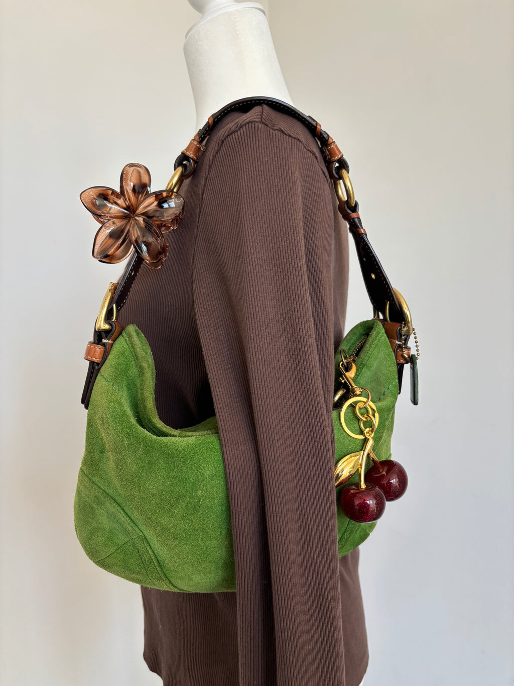 Coach Green Suede Hobo Shoulder Bag 🍒