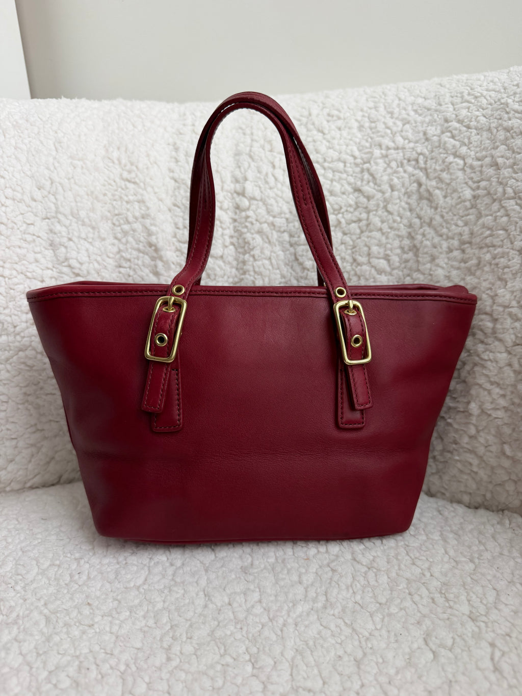 Coach Cherry Red Leather Mini Tote