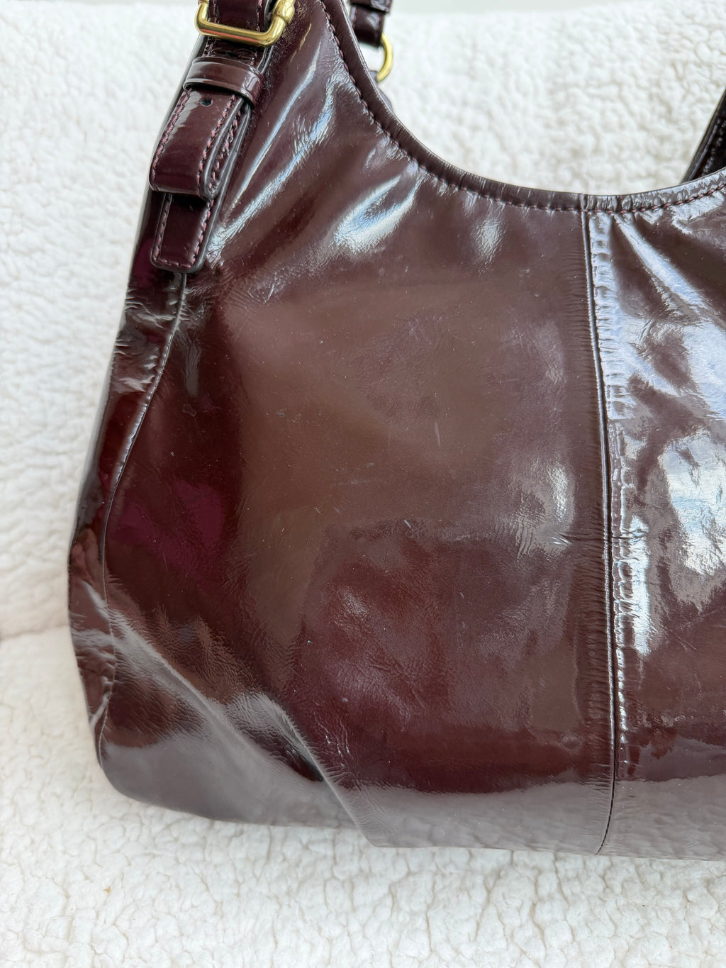 Coach Maggie Plum Patent Leather Shoulder Bag