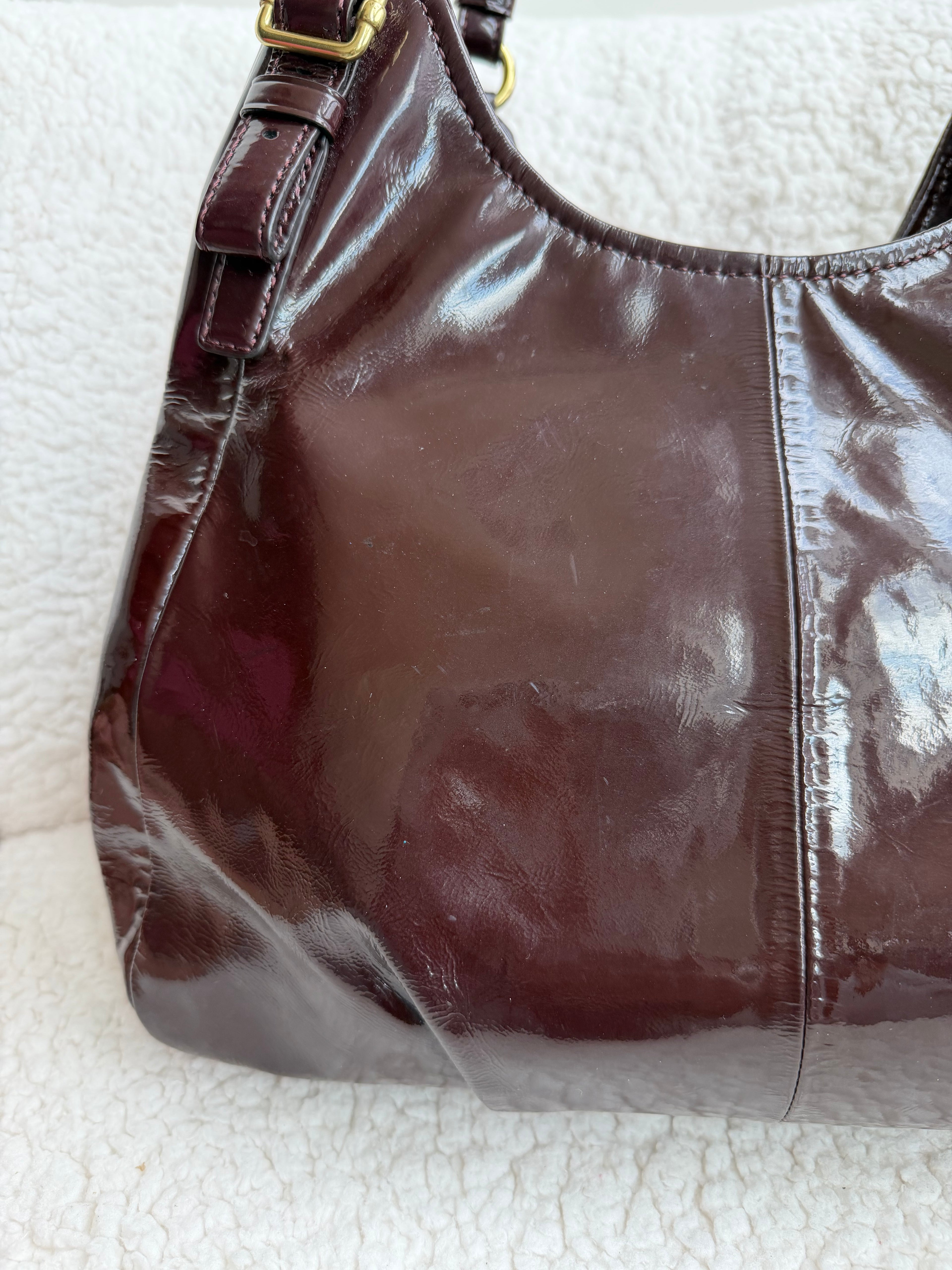 Coach Maggie Plum Patent Leather Shoulder Bag