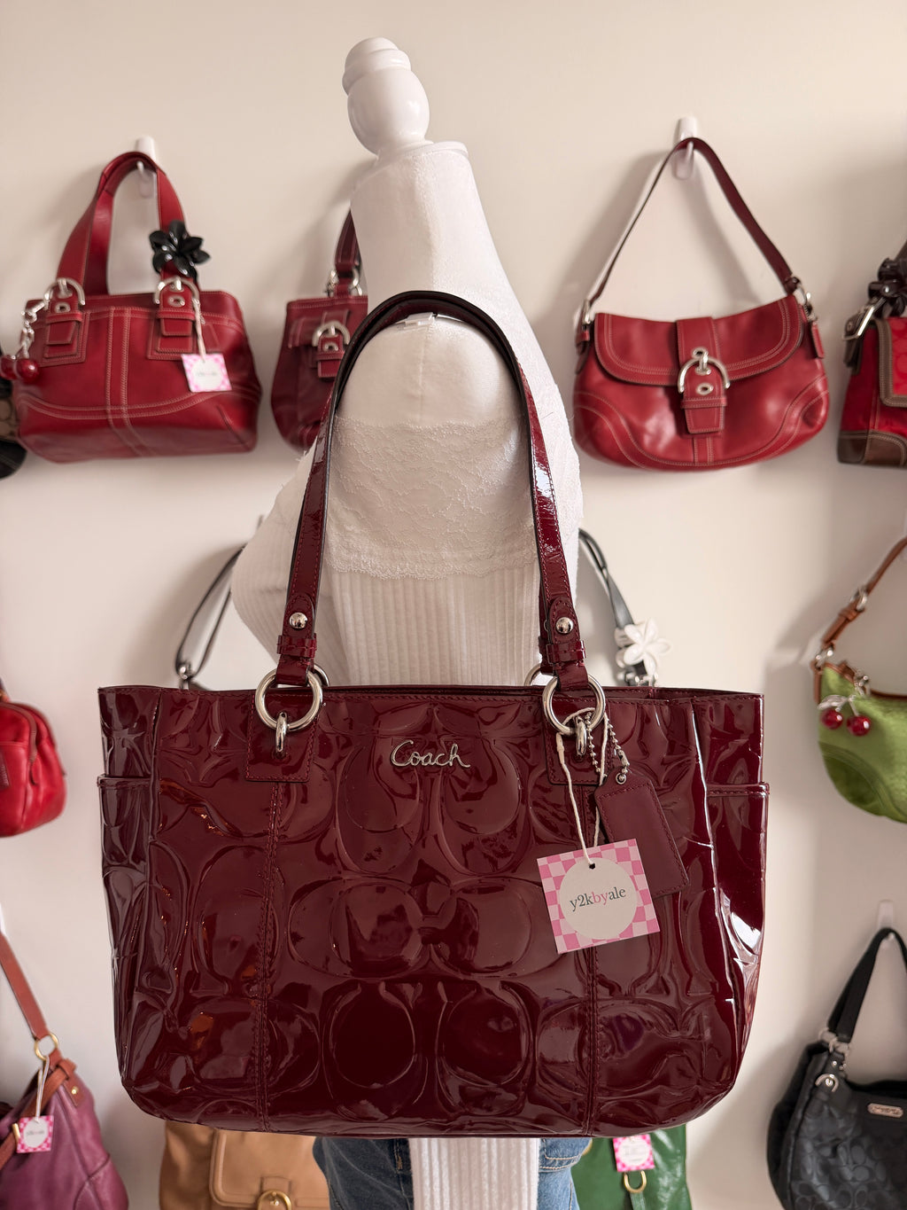 Coach Red Patent Leather Tote Bag