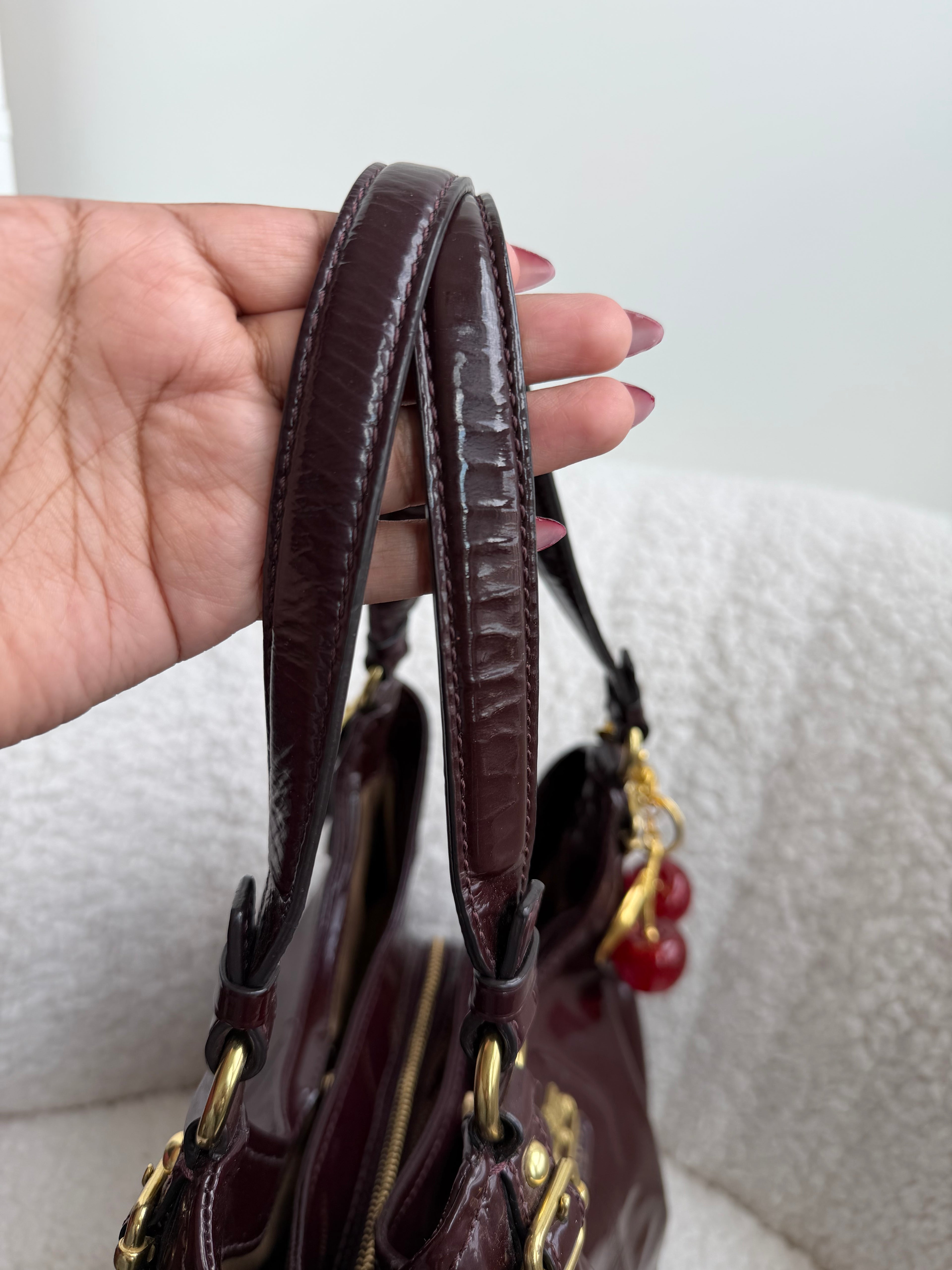Coach Maggie Plum Patent Leather Shoulder Bag