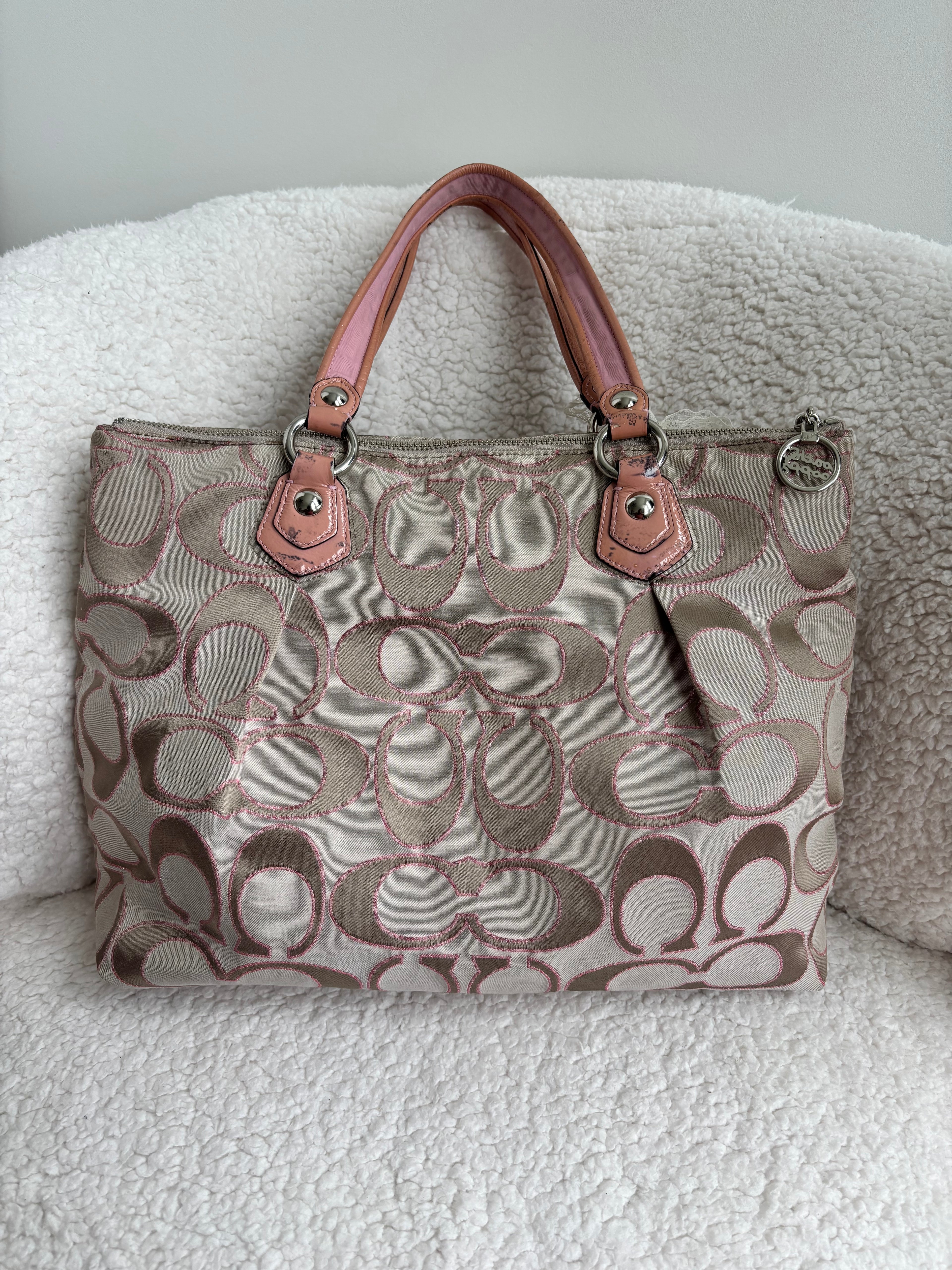 Coach Baby Pink and Brown Poppy Shoulder Bag
