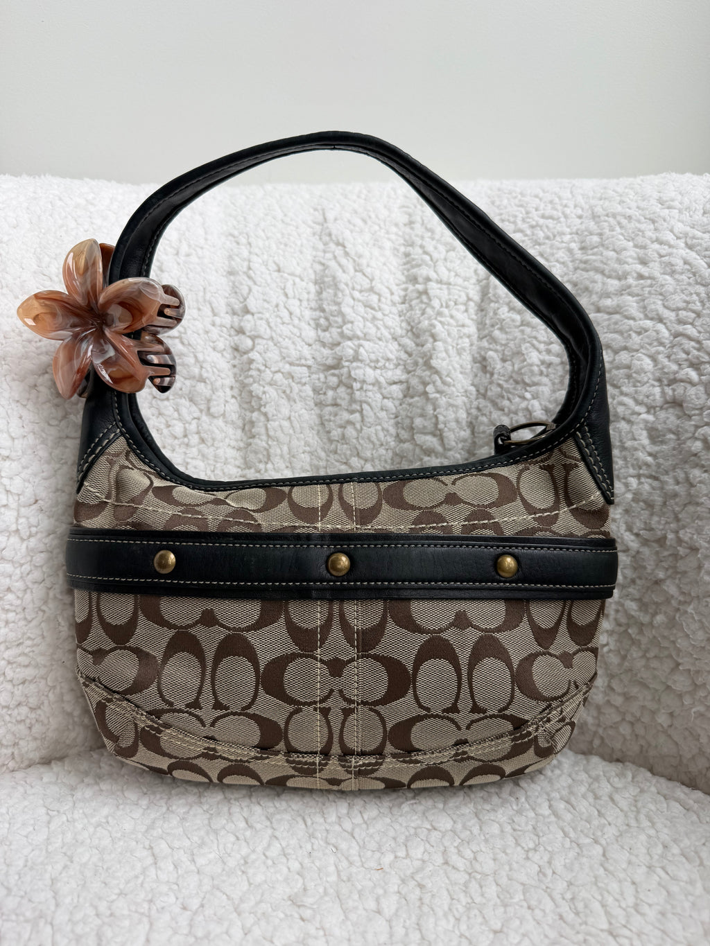 Coach Brown Signature Belted Ergo Small