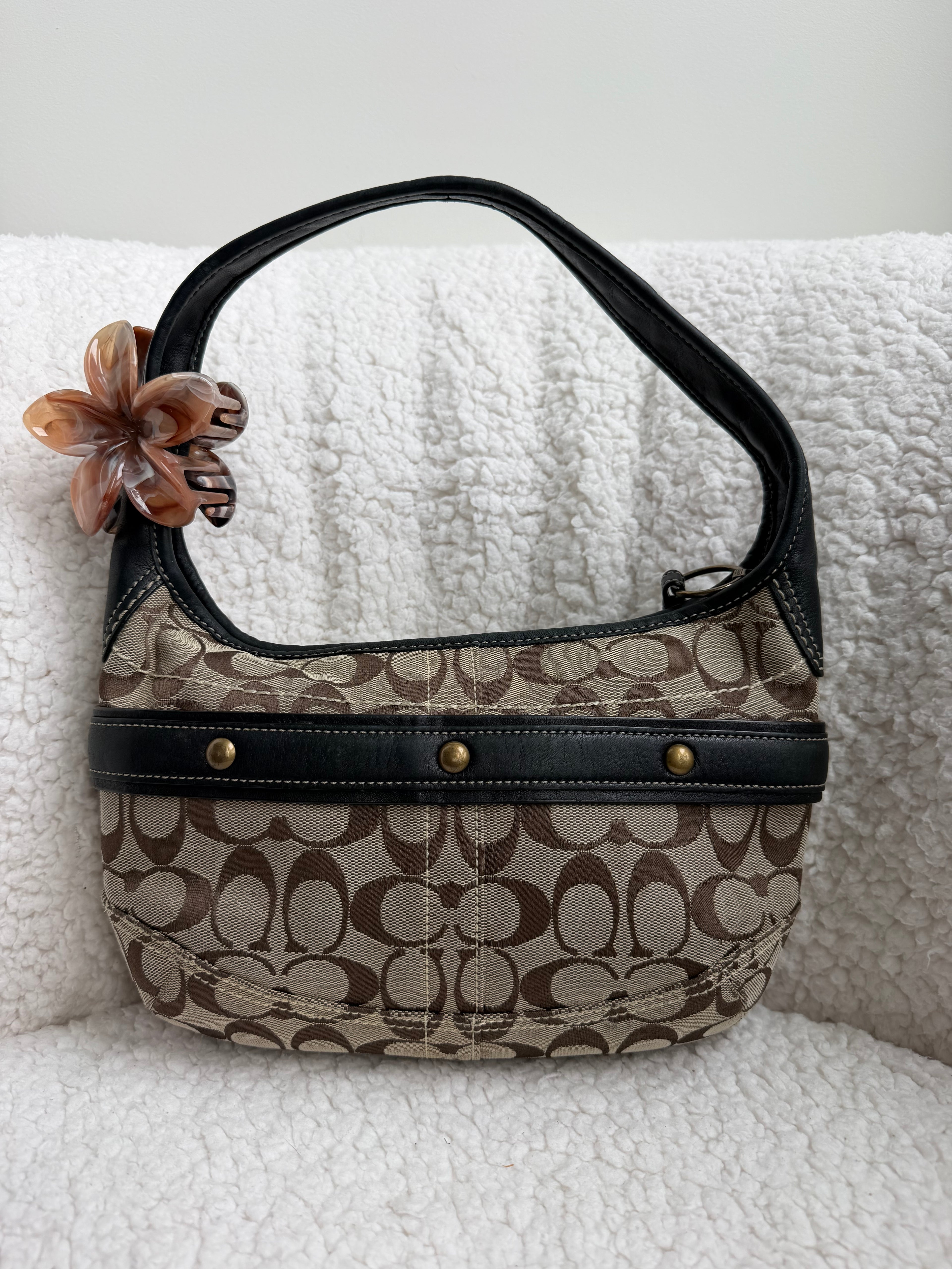 Coach Brown Signature Belted Ergo Small