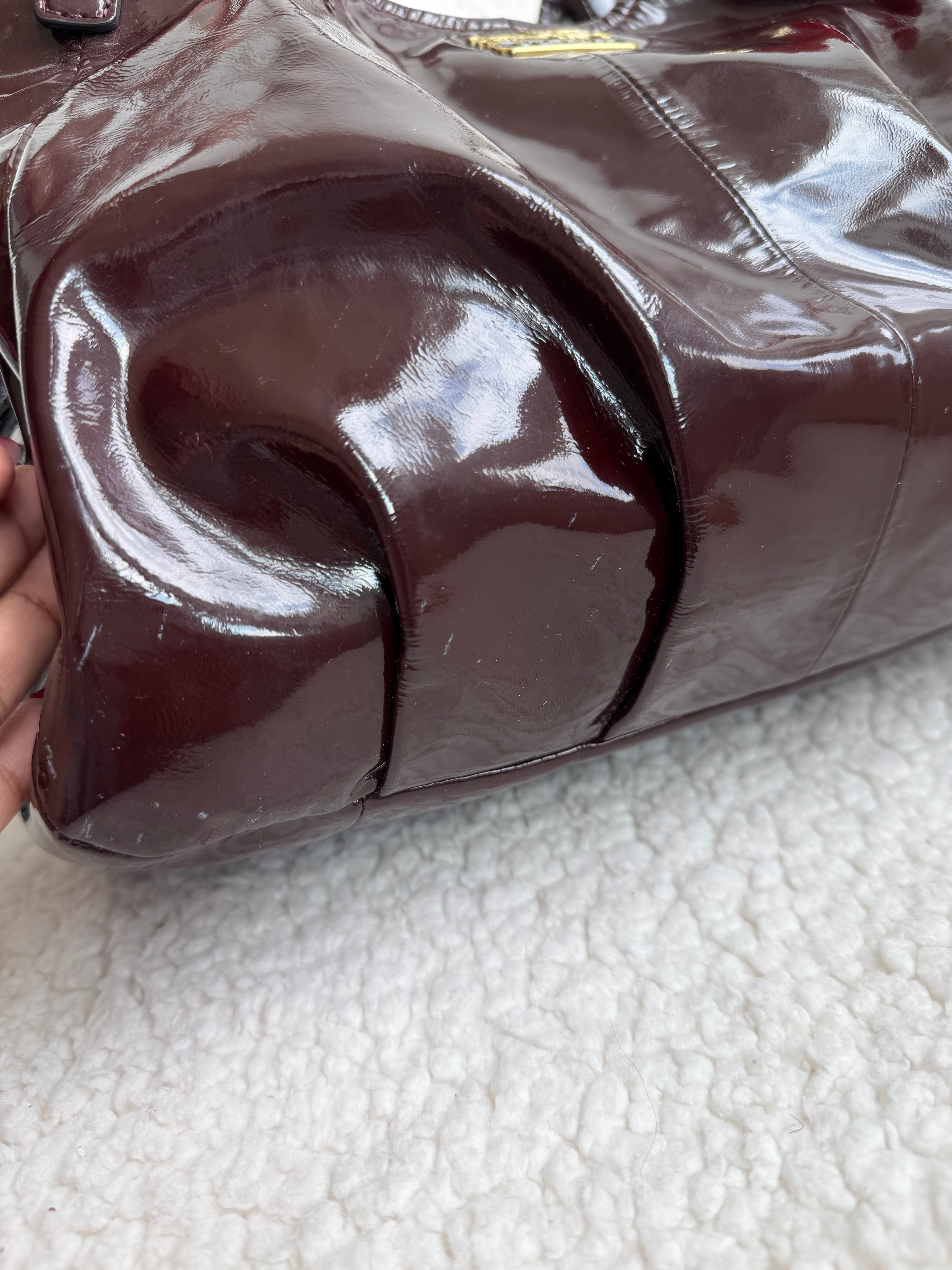 Coach Maggie Plum Patent Leather Shoulder Bag