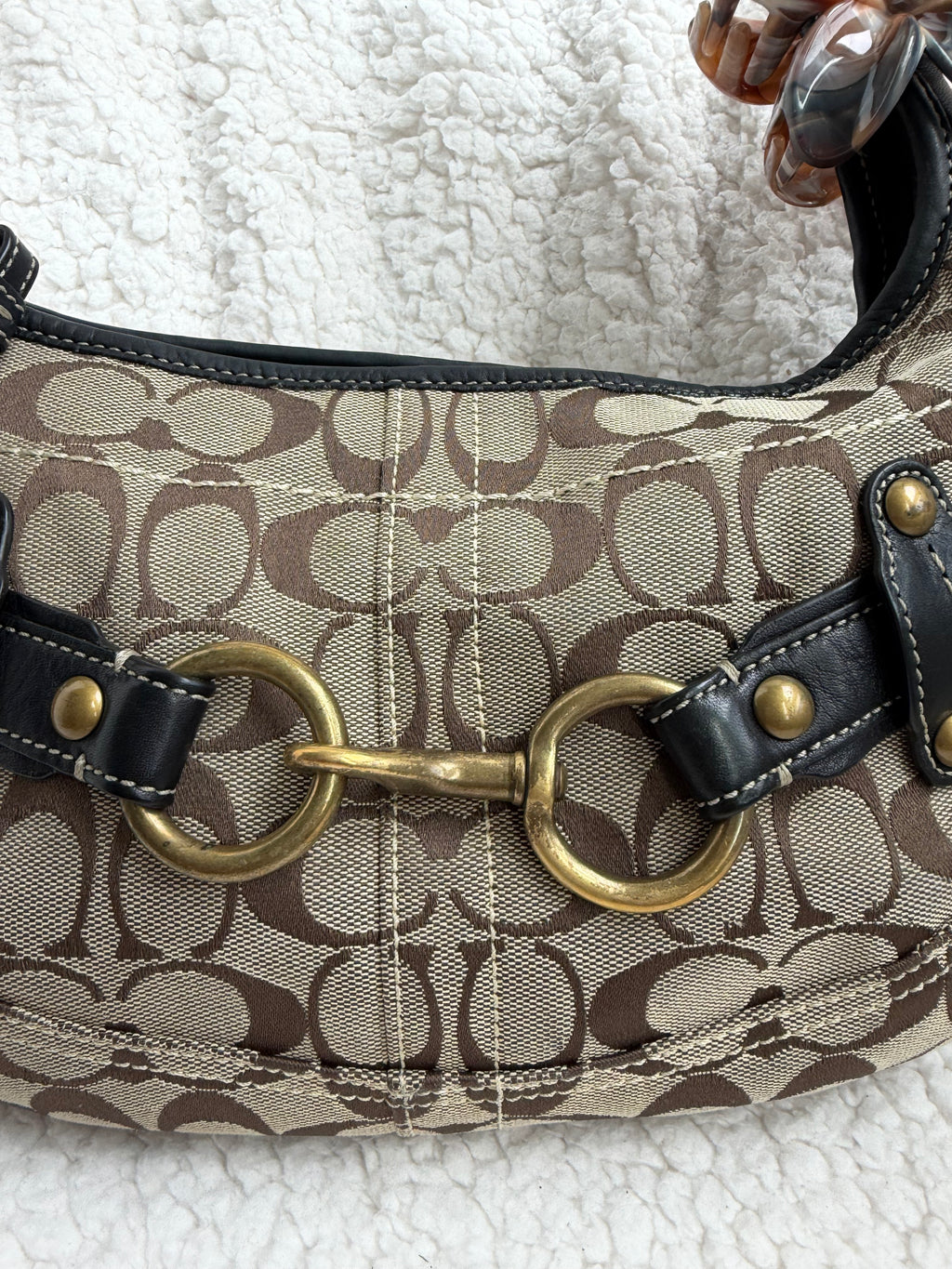 Coach Brown Signature Belted Ergo Small
