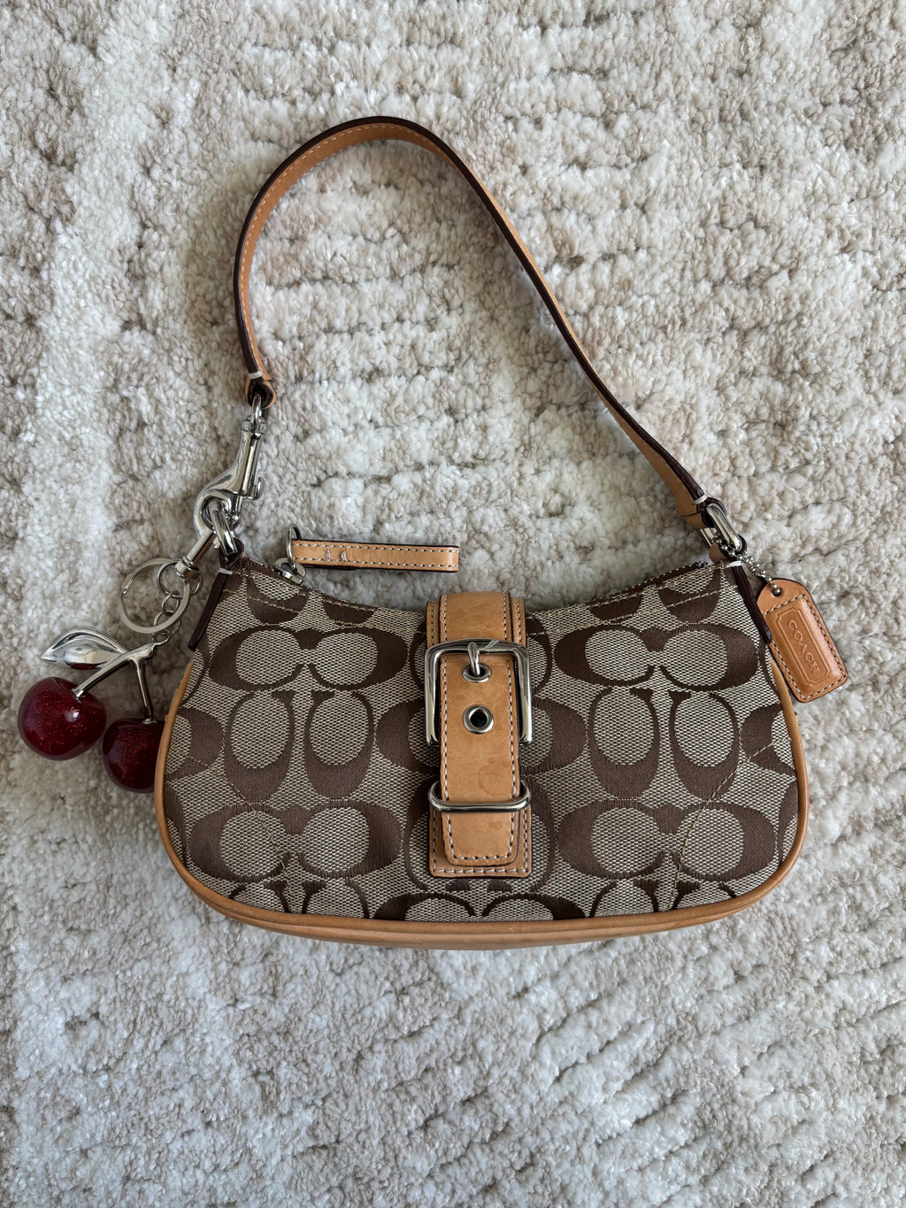 Coach Brown Siganture Demi Buckle Bag