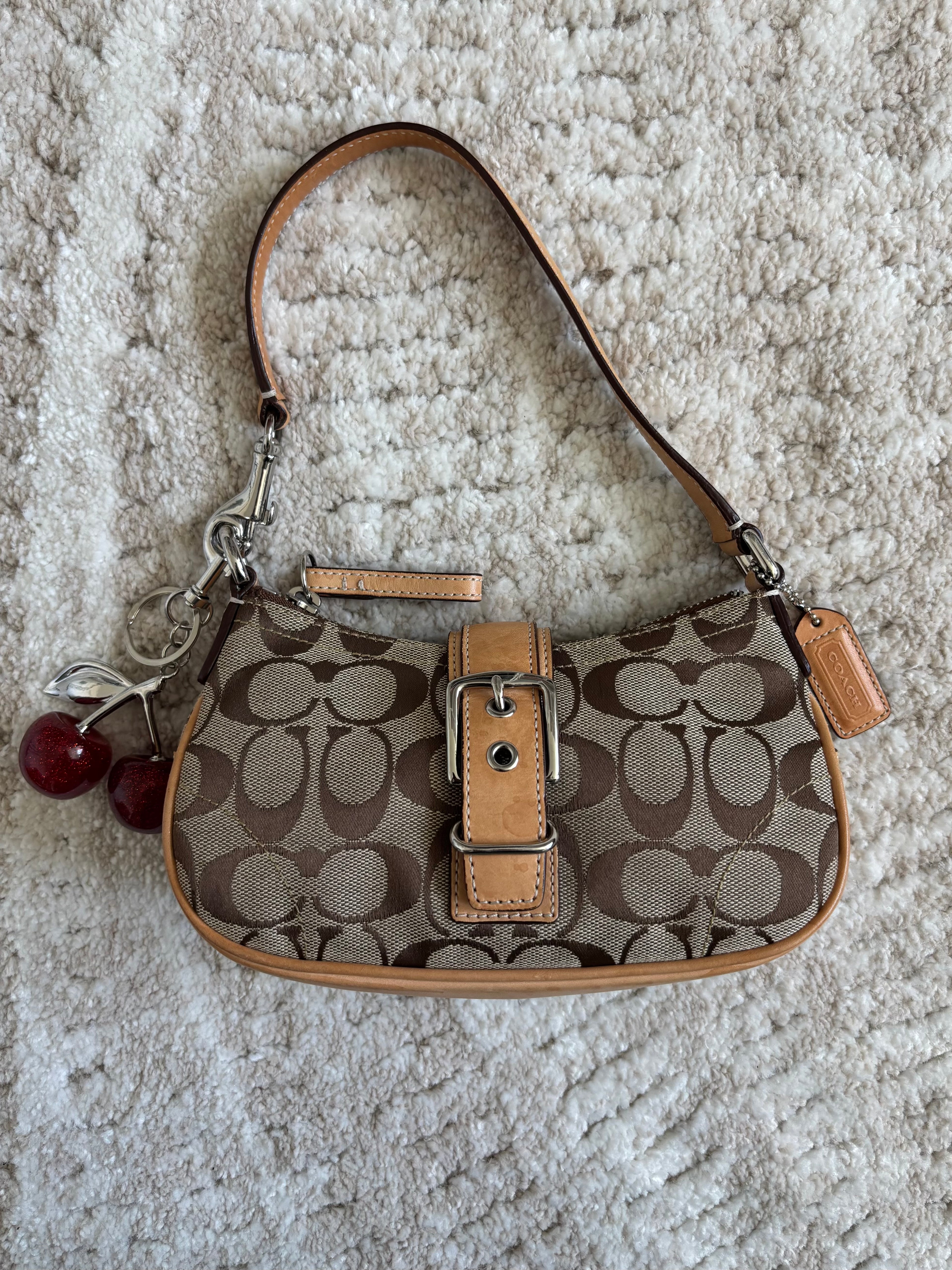 Coach Brown Siganture Demi Buckle Bag