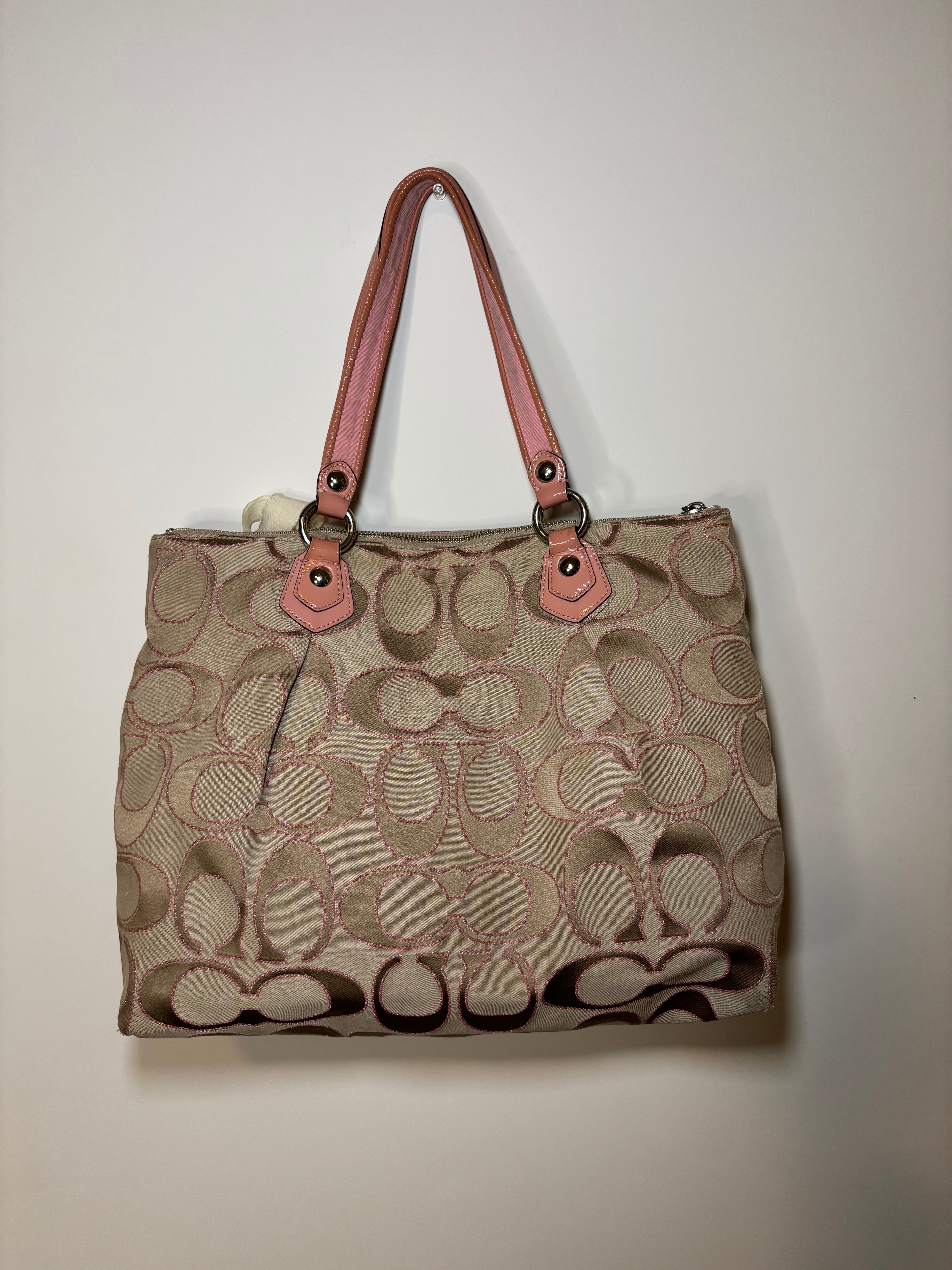 Coach Baby Pink and Brown Poppy Shoulder Bag