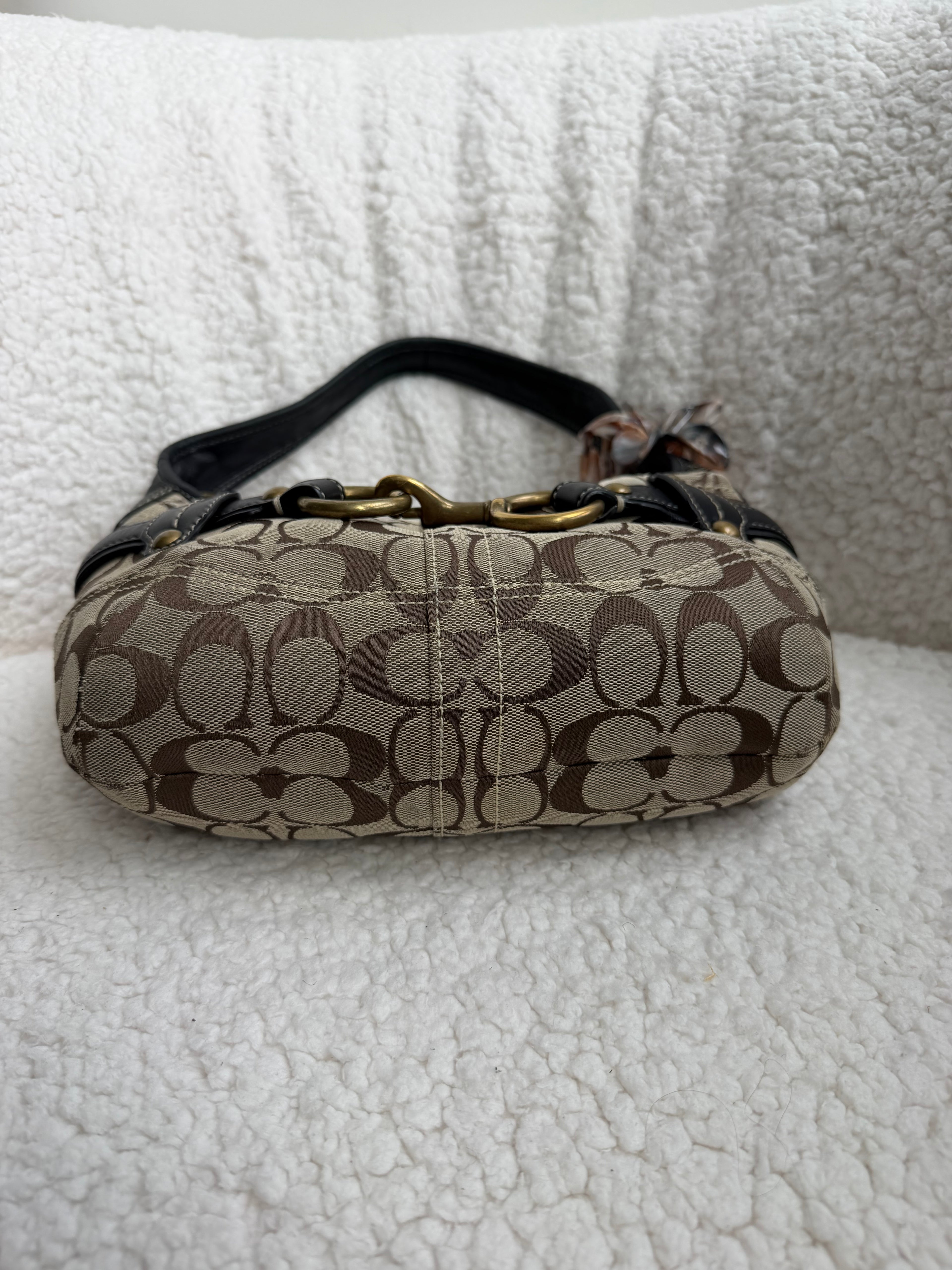 Coach Brown Signature Belted Ergo Small