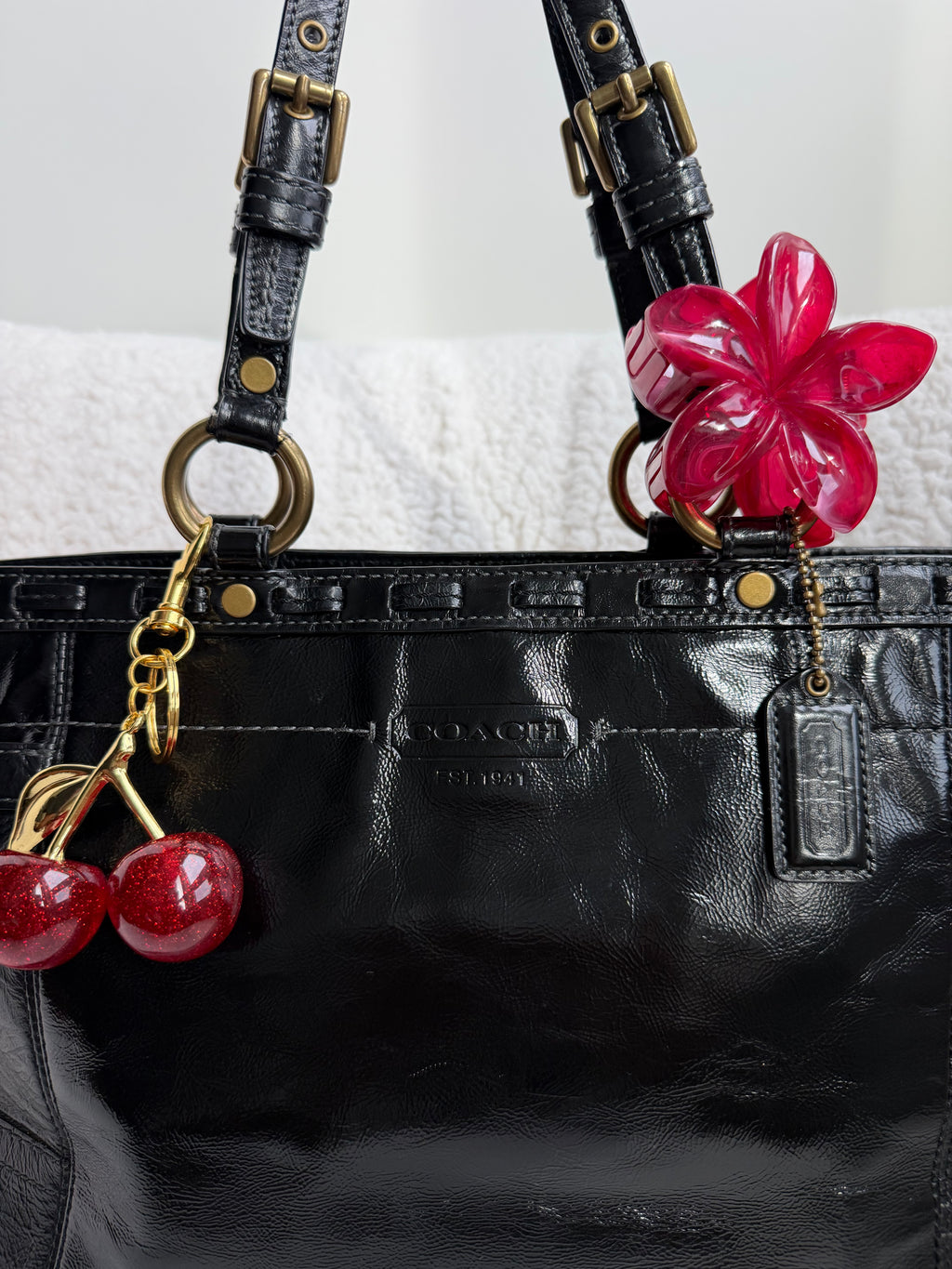 Coach Black Patent Leather Tote