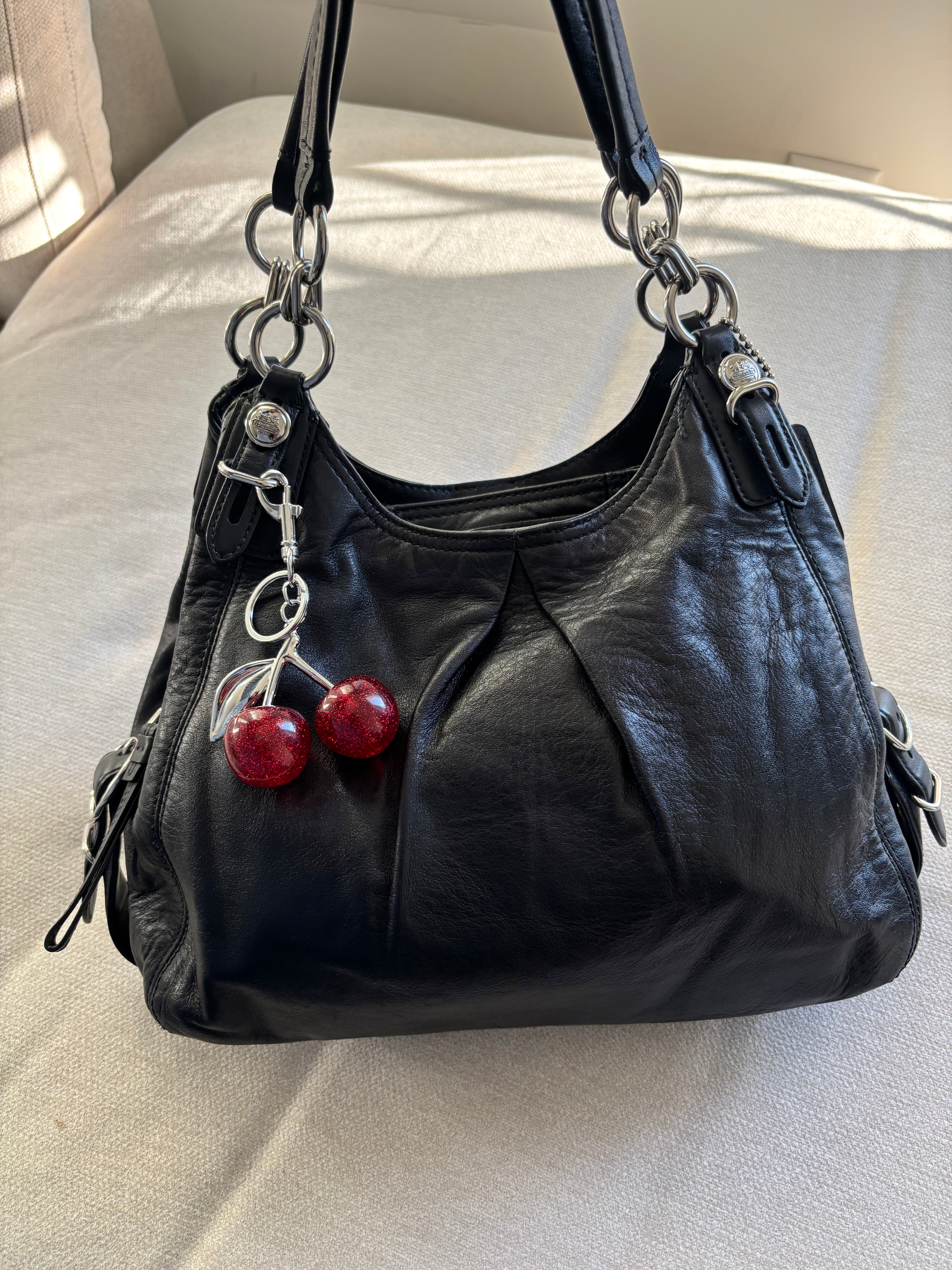 Y2K Coach Maggie Black Leather Shoulder Bag
