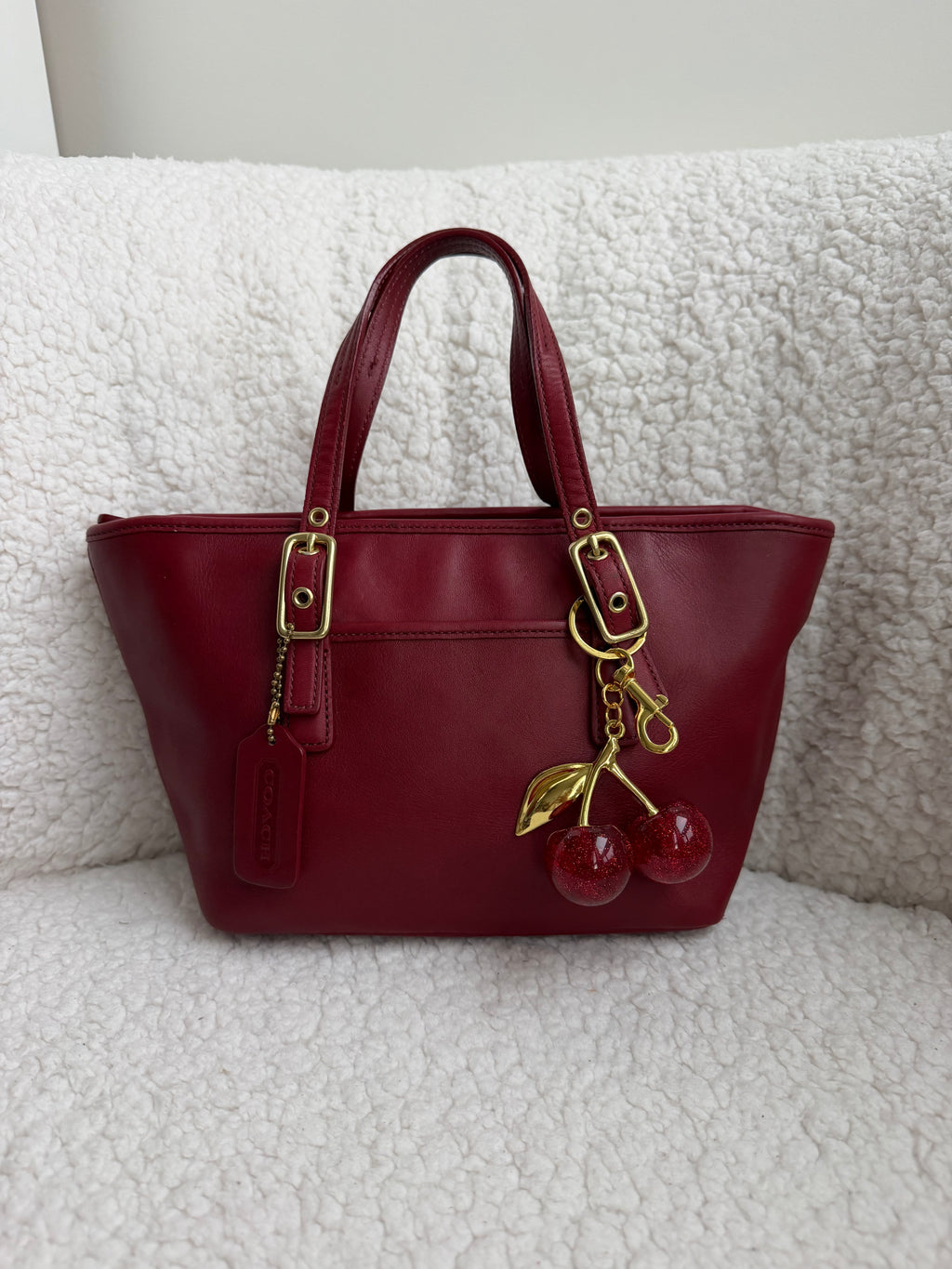Coach Cherry Red Leather Mini Tote