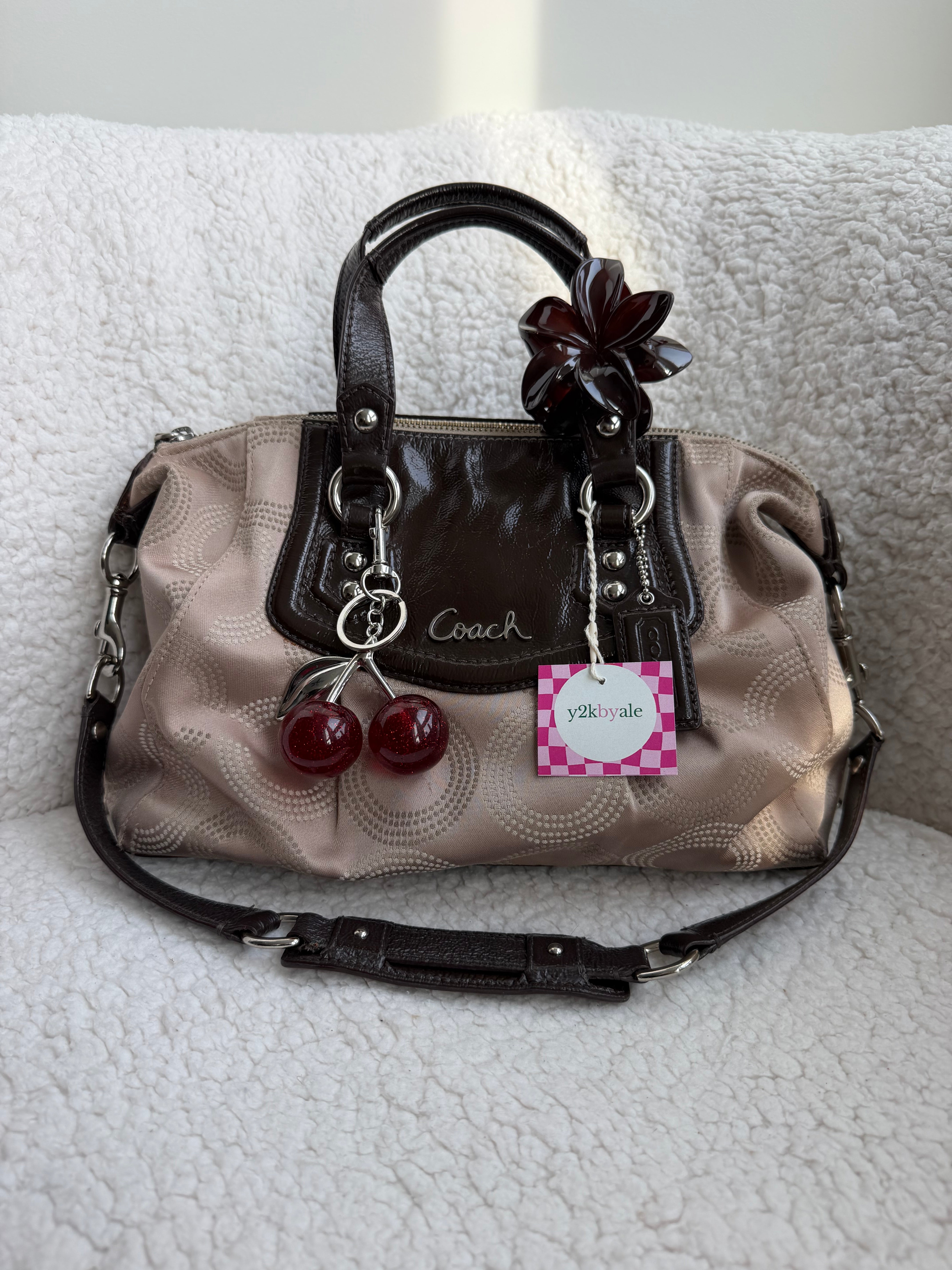 美品☆【COACH】Ashley 2Way Satchel pink brown Coach Ashley Brown Satchel – Y2KBYALE