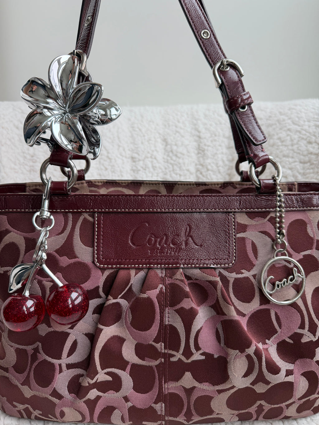 Coach Signature Burgundy Tote