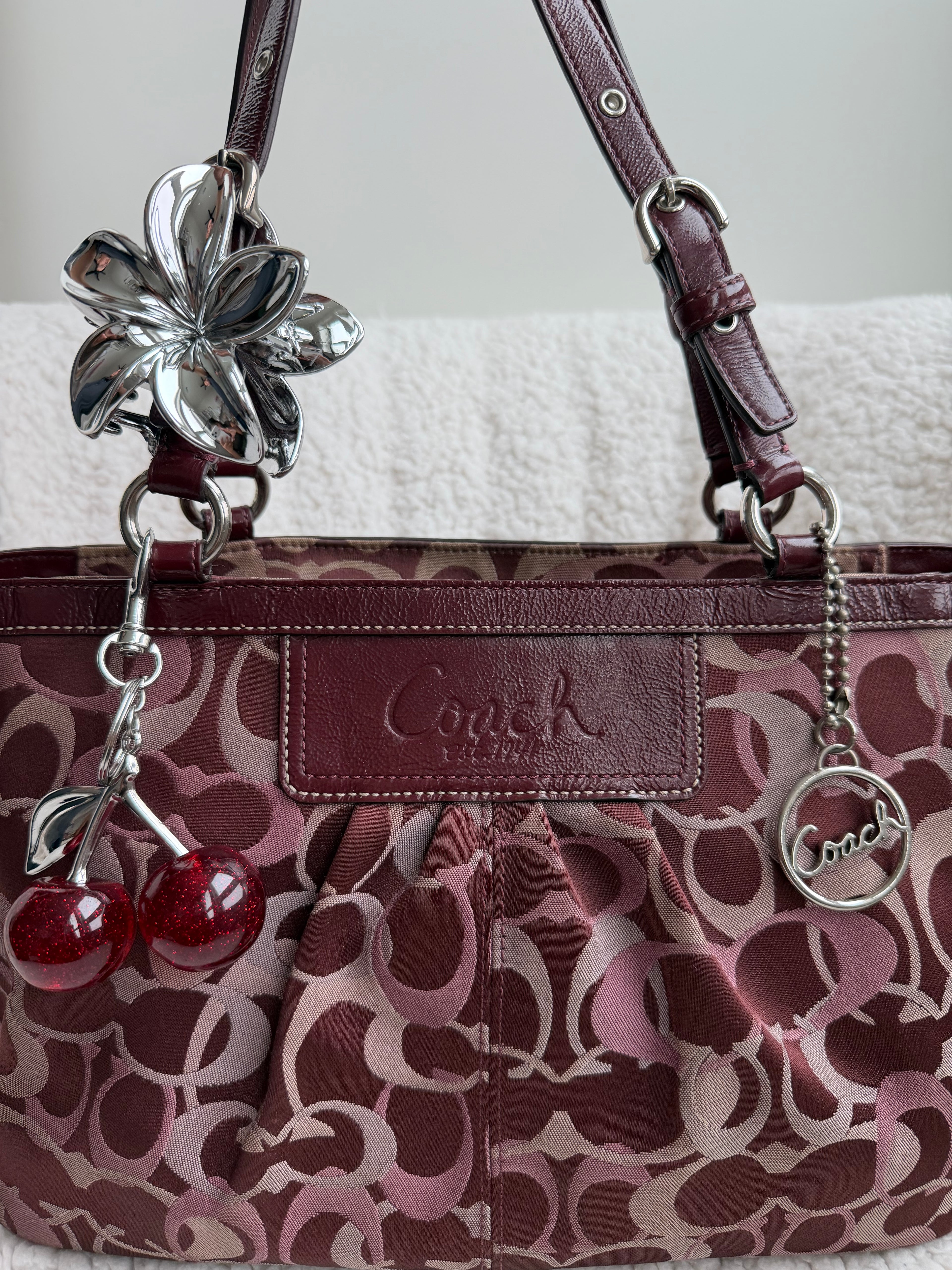 Coach Signature Burgundy Tote