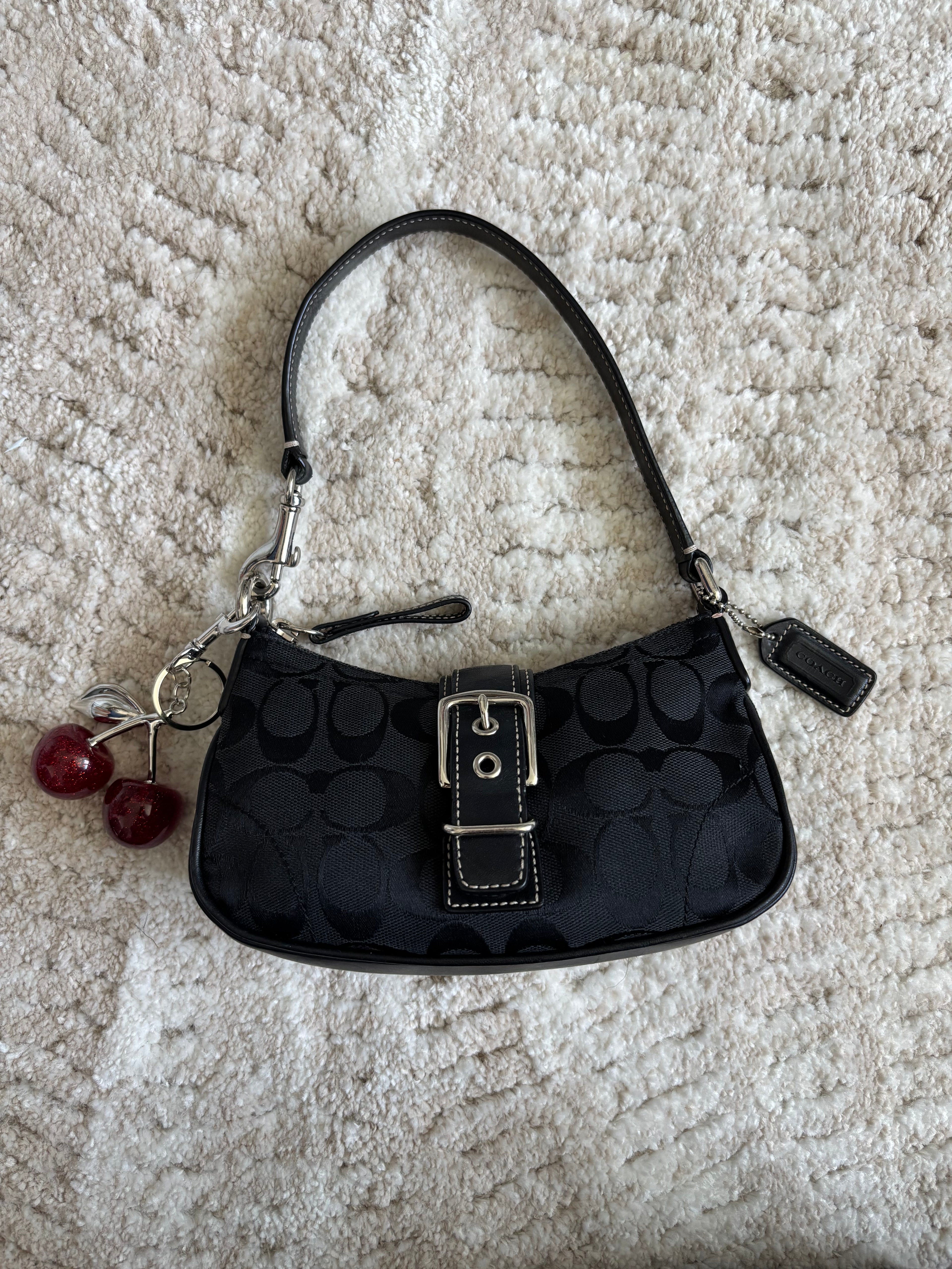 Coach Black Siganture Demi Buckle Bag