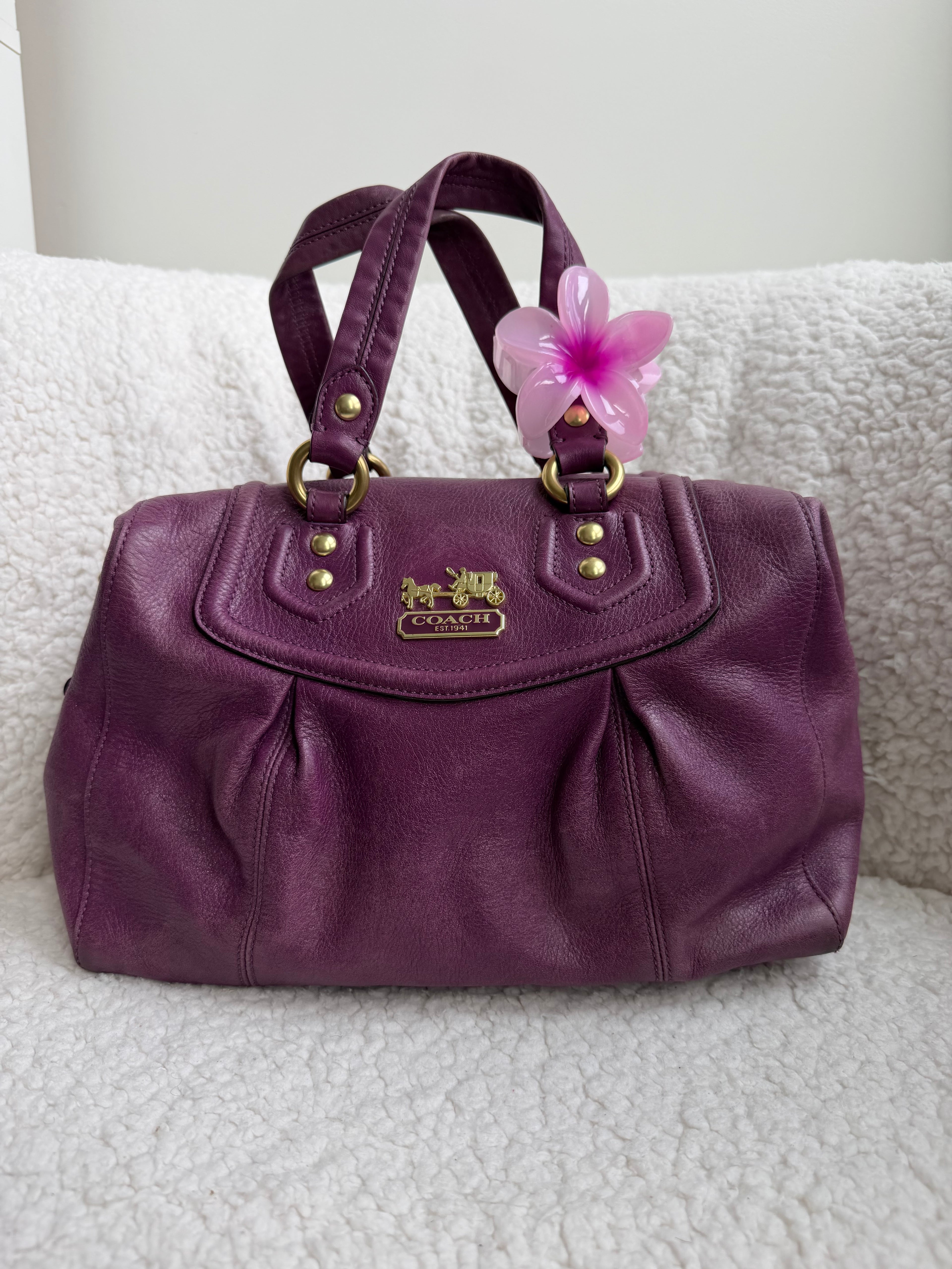 Coach Purple Ashley Leather Satchel