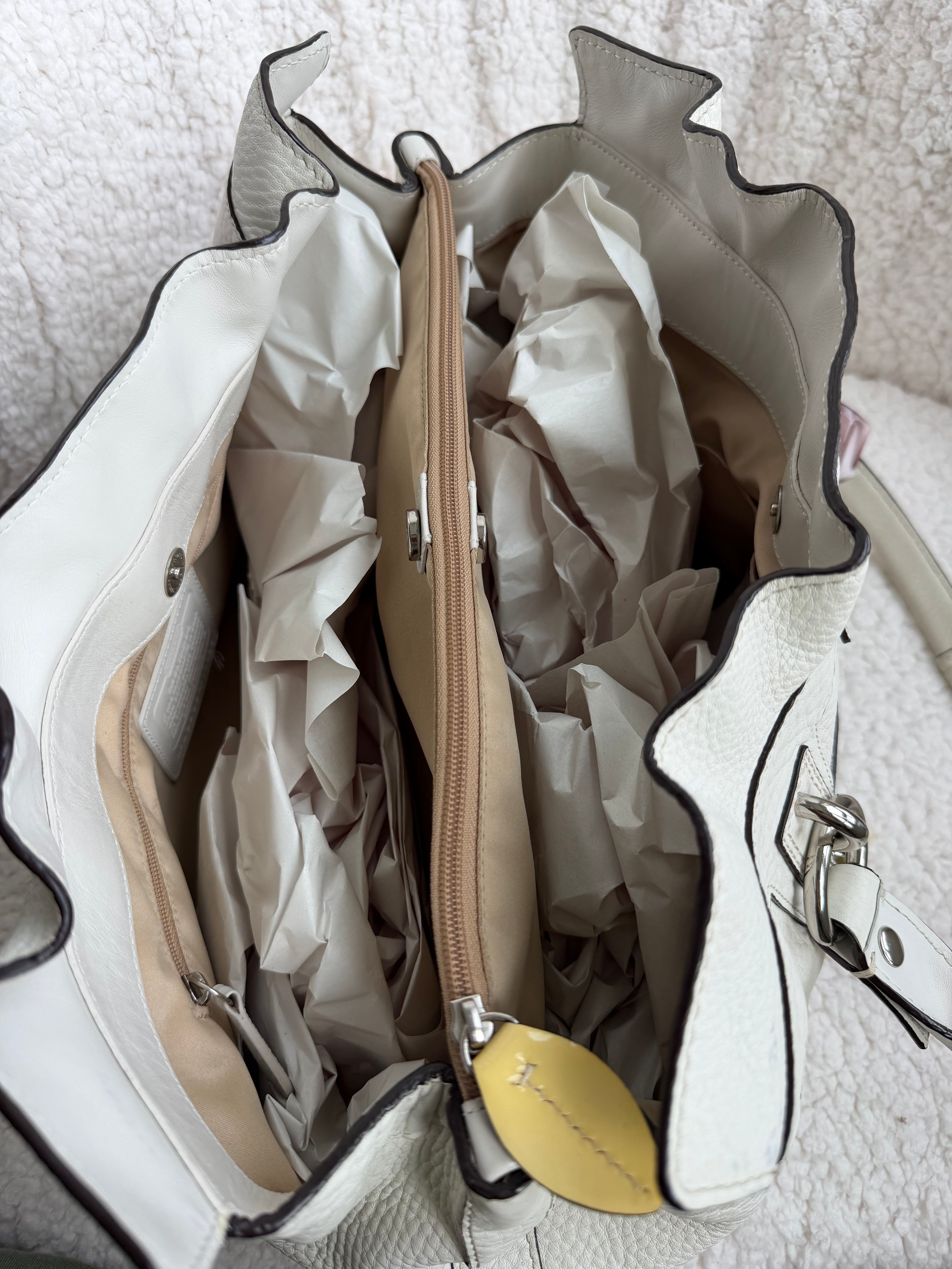 Coach Penelope White Pebbled Leather Shoulder Bag