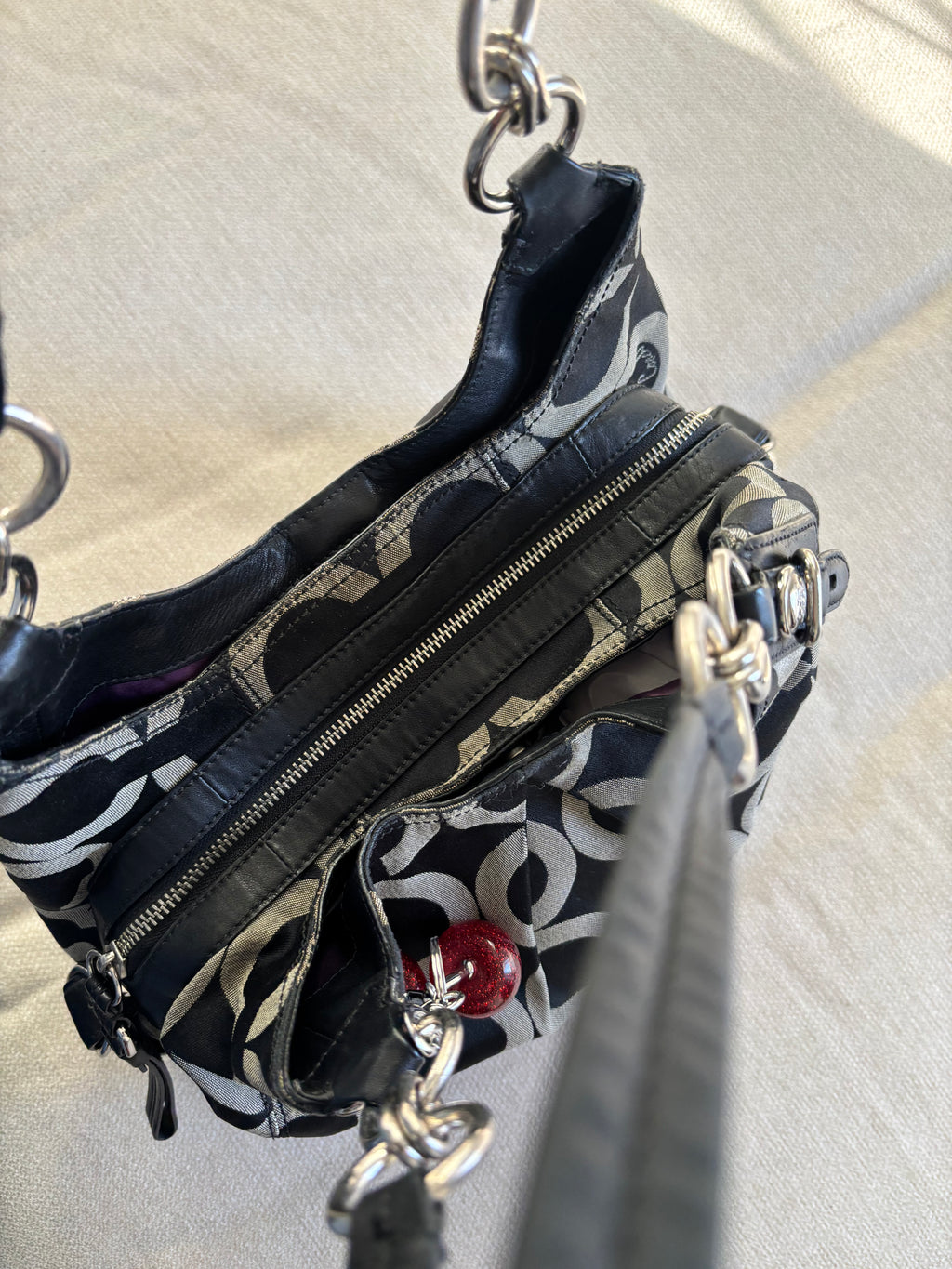 Coach Maggie Black and Grey Shoulder Bag