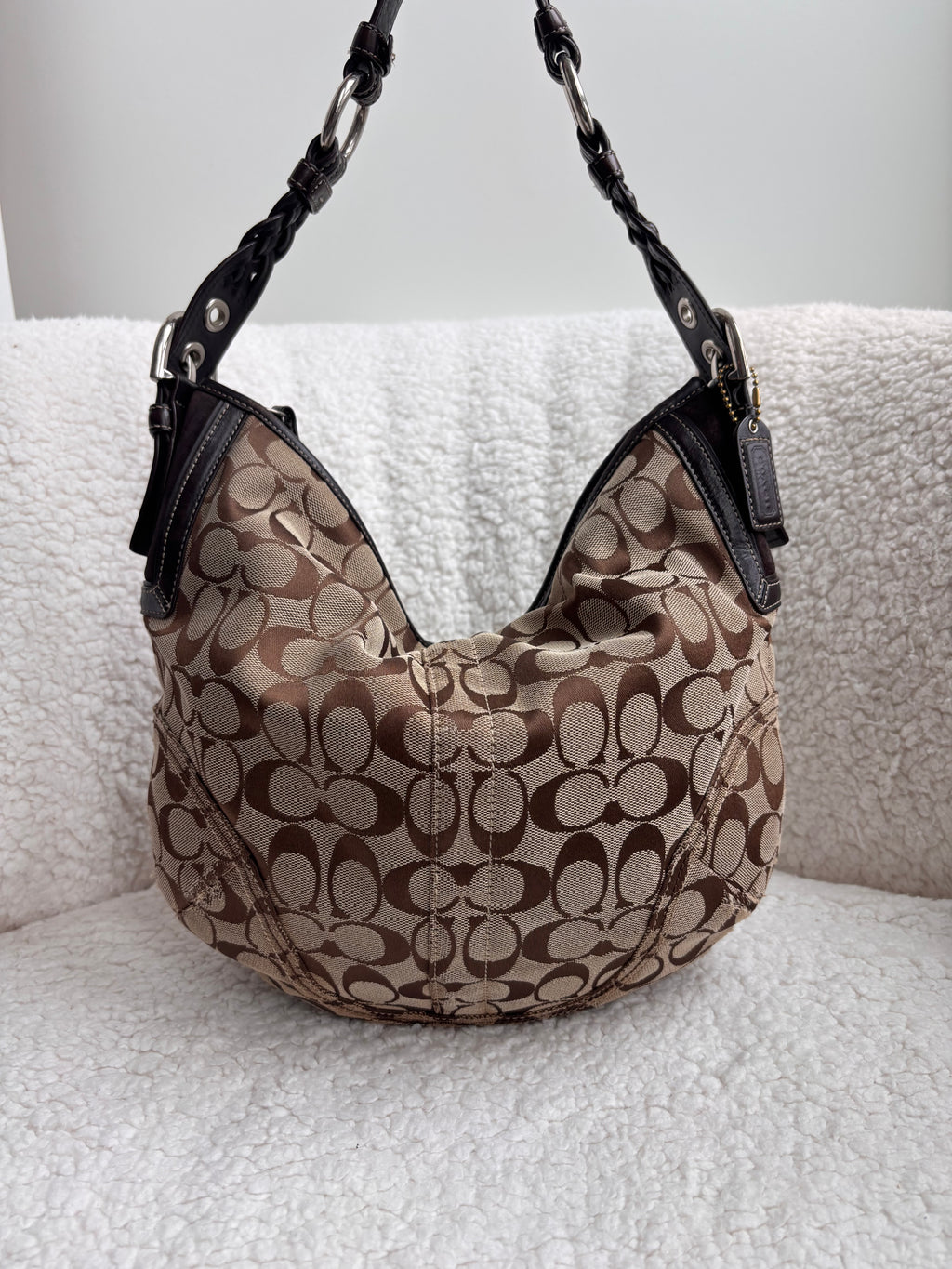 Coach Brown Signature Hobo Large