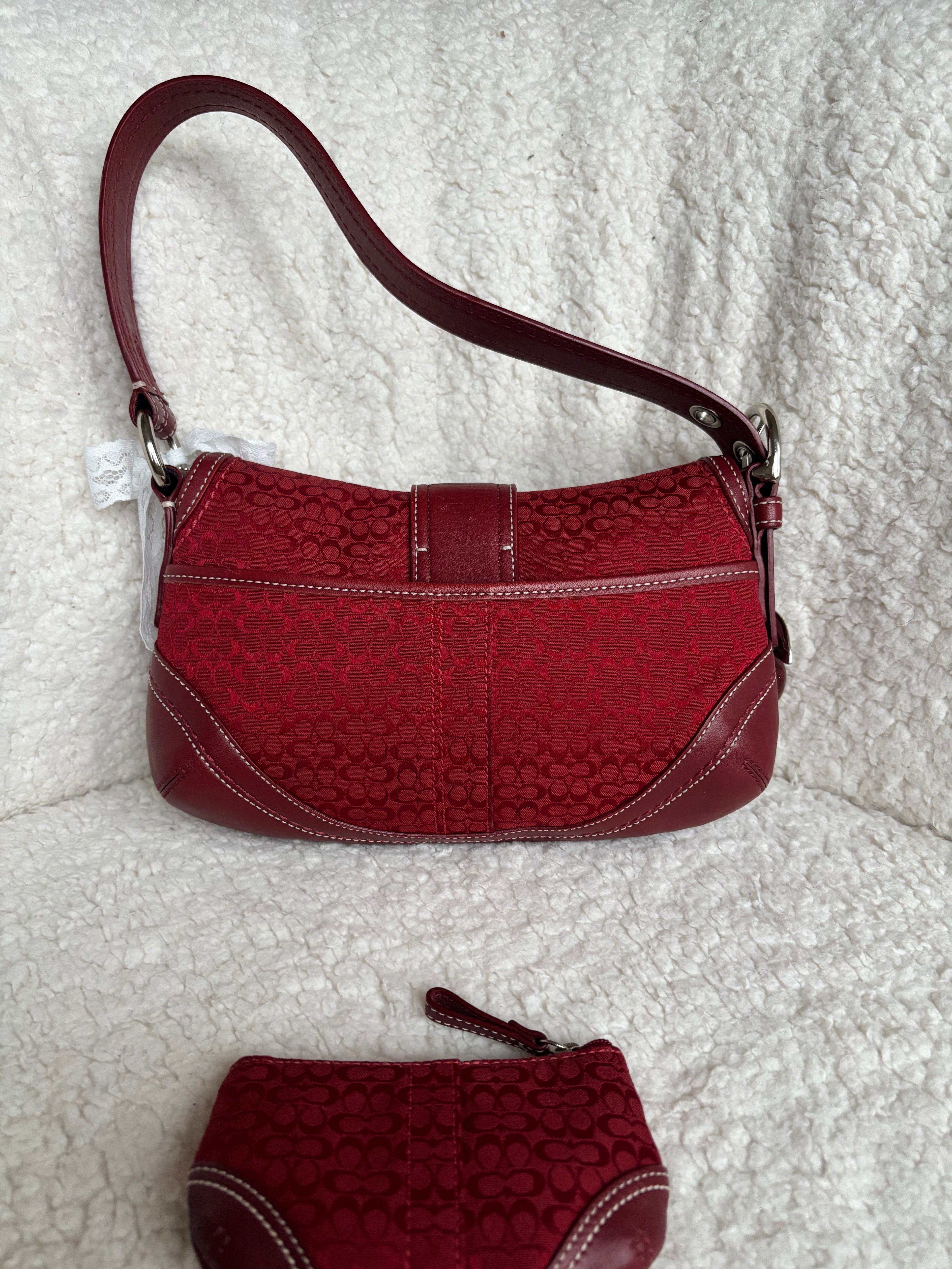 Y2K Coach Mini Soho Red Signature + Matching coin purse