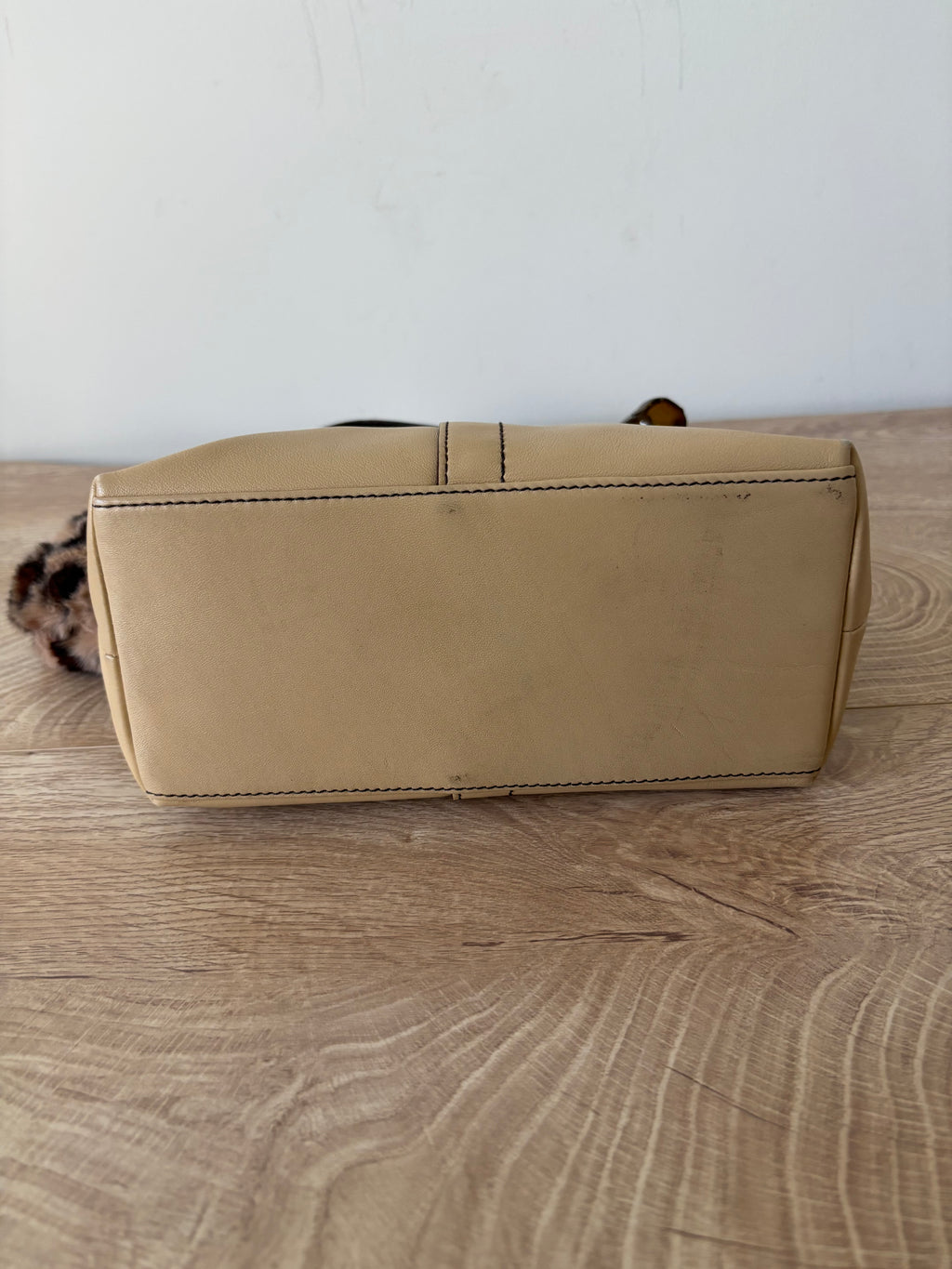 Y2K Coach Leather Shoulder Bag Beige