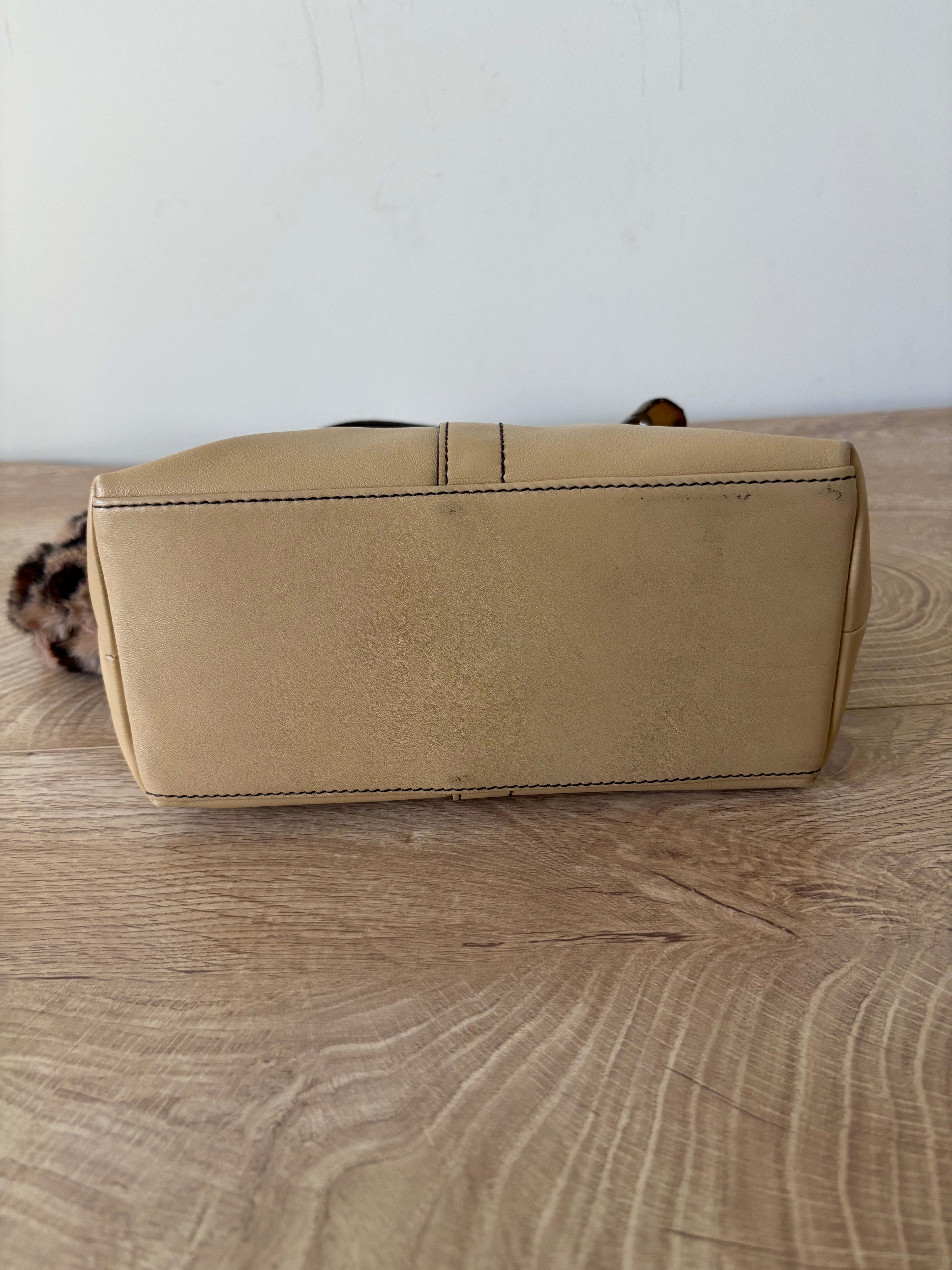 Y2K Coach Leather Shoulder Bag Beige