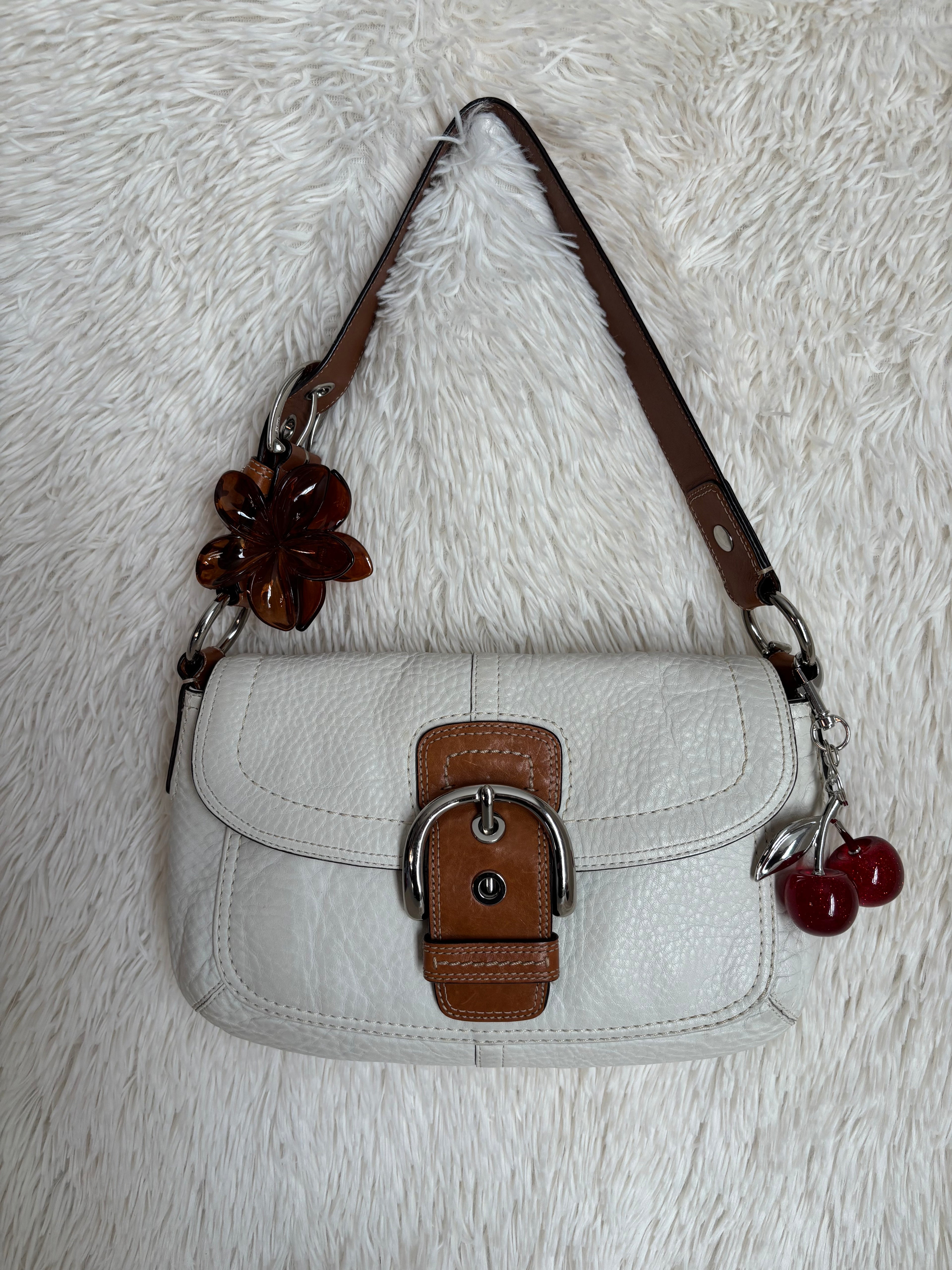 Coach Soho Flap White Pebbled Leather Shoulder Bag