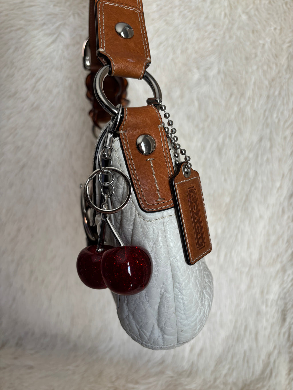 Coach Soho Flap White Pebbled Leather Shoulder Bag