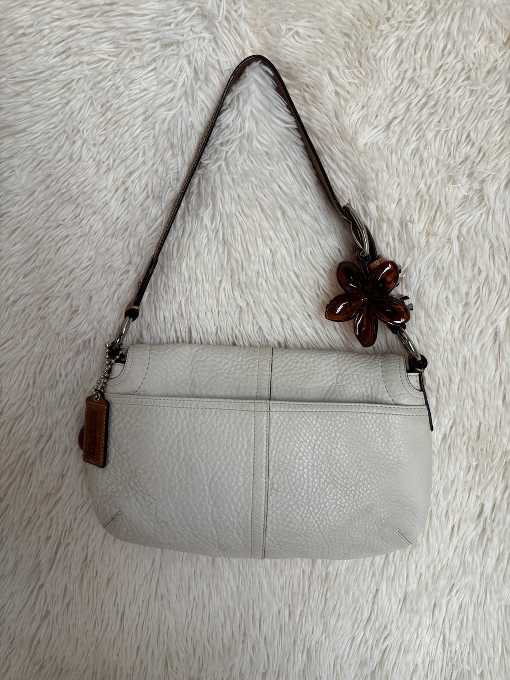 Coach Soho Flap White Pebbled Leather Shoulder Bag