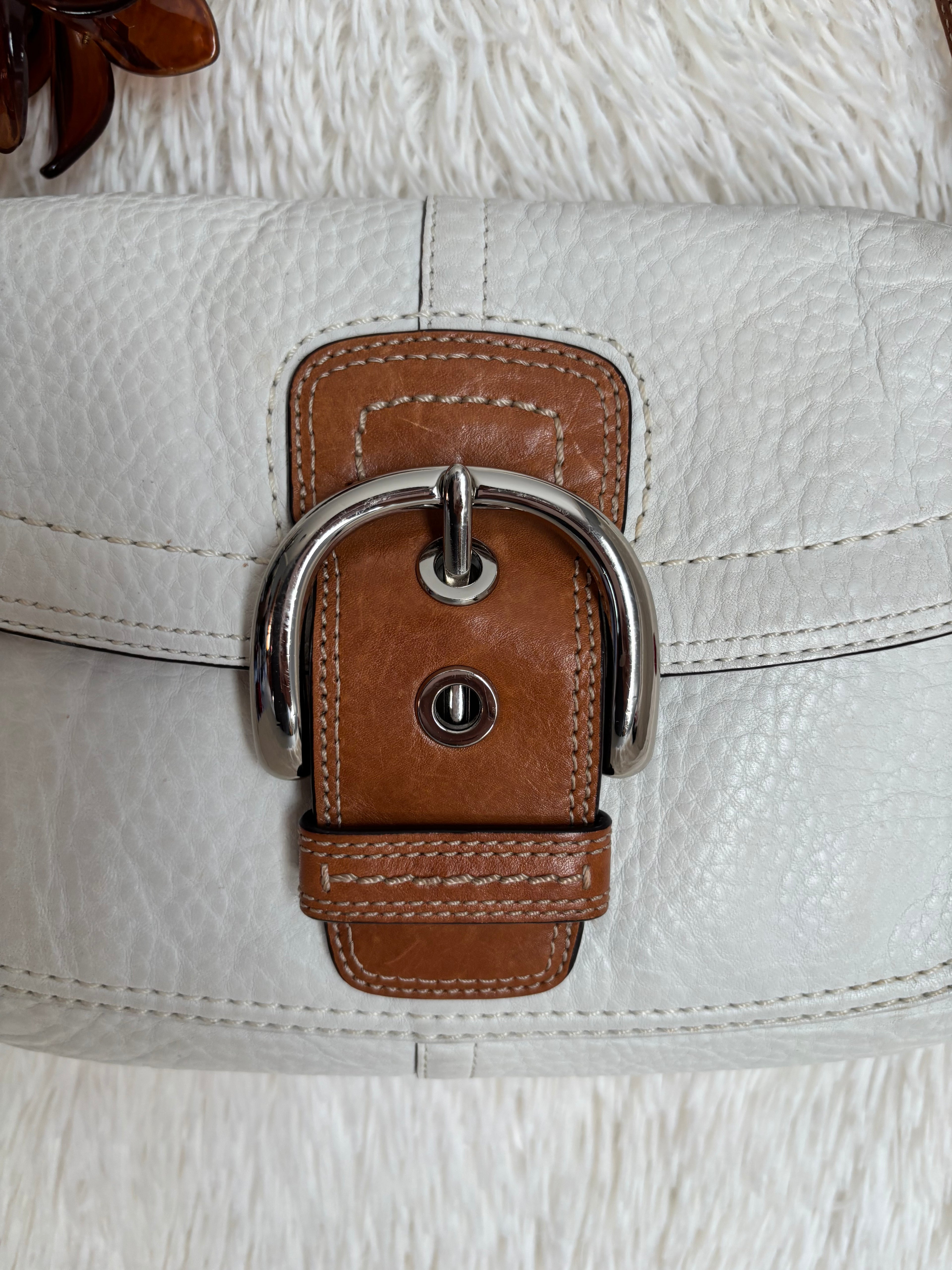 Coach Soho Flap White Pebbled Leather Shoulder Bag