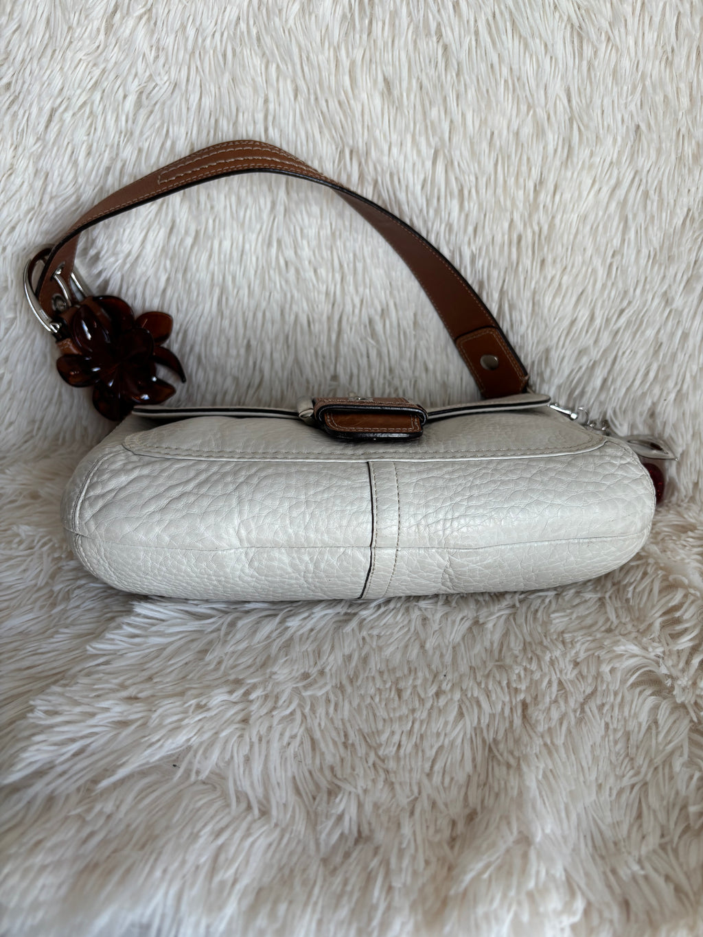 Coach Soho Flap White Pebbled Leather Shoulder Bag