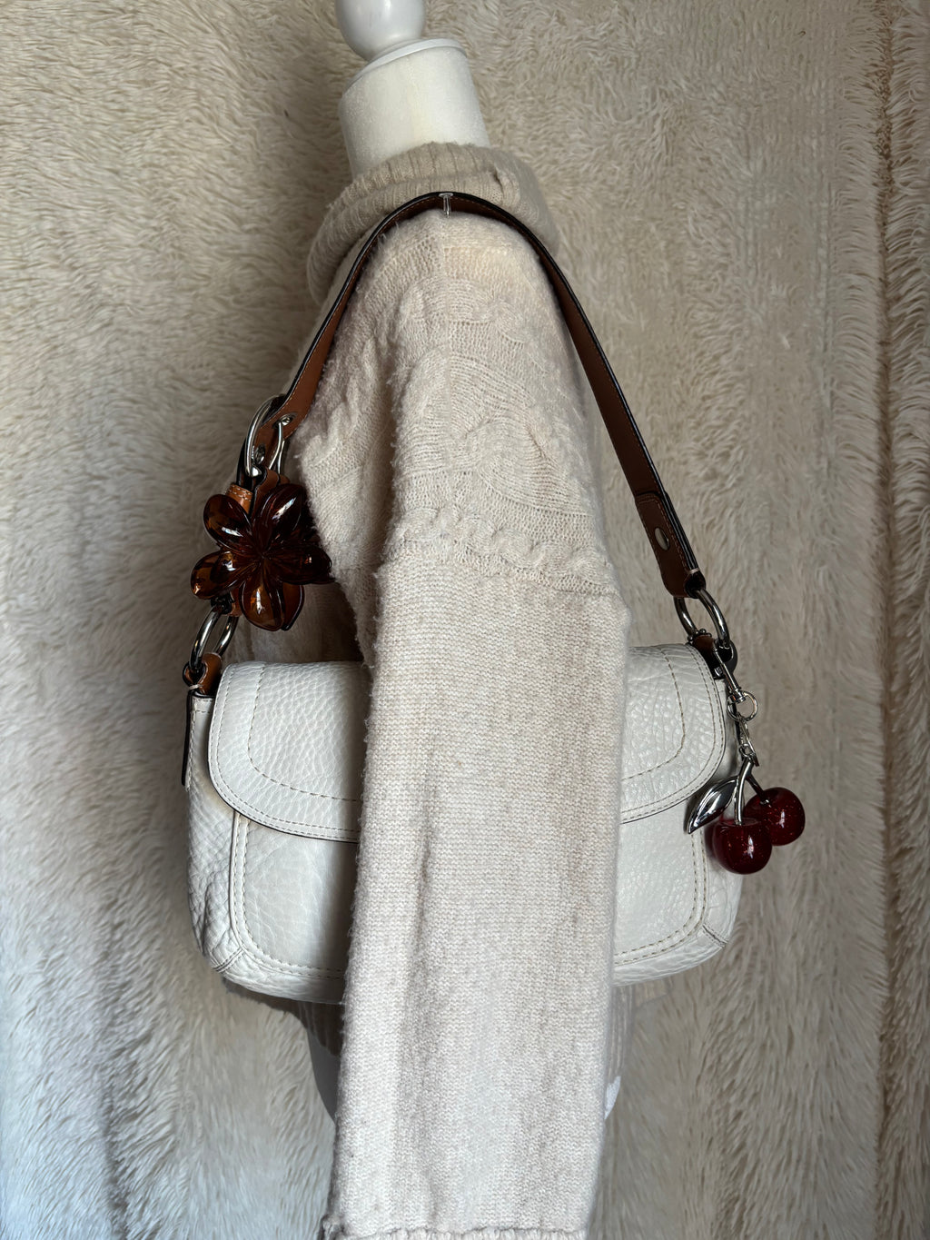 Coach Soho Flap White Pebbled Leather Shoulder Bag