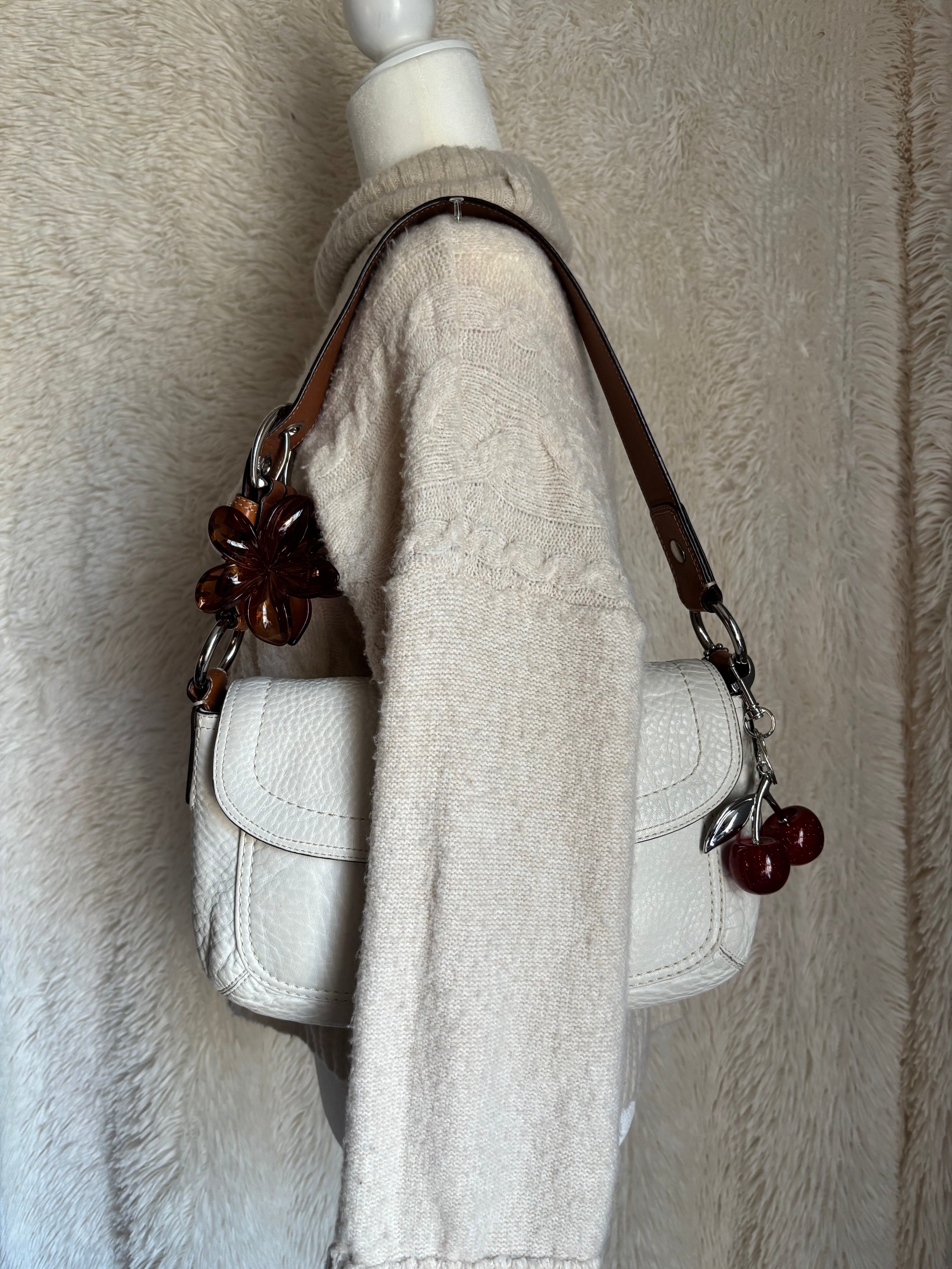 Coach Soho Flap White Pebbled Leather Shoulder Bag