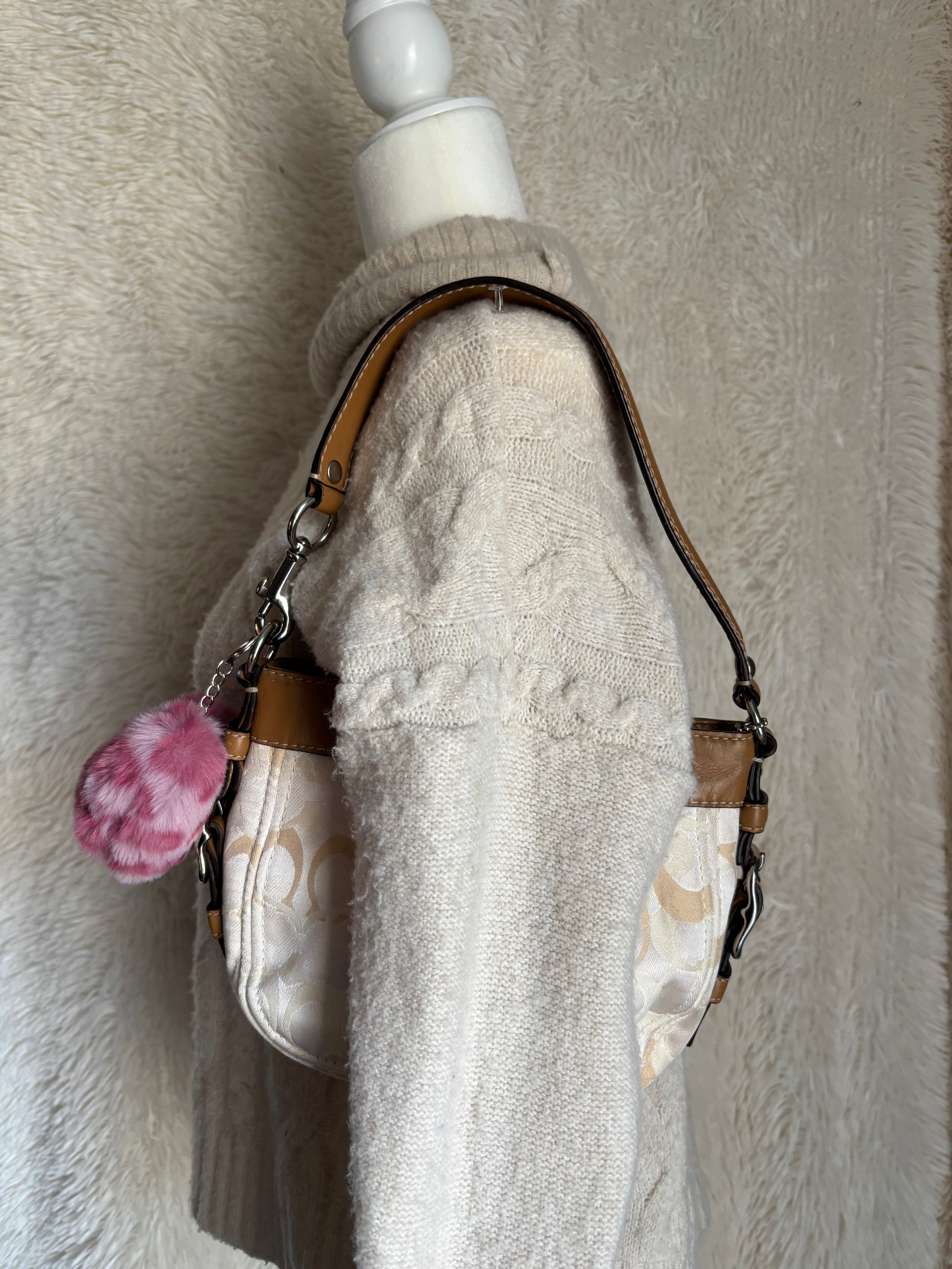 Coach Mini Zoe Beige Shoulder Bag