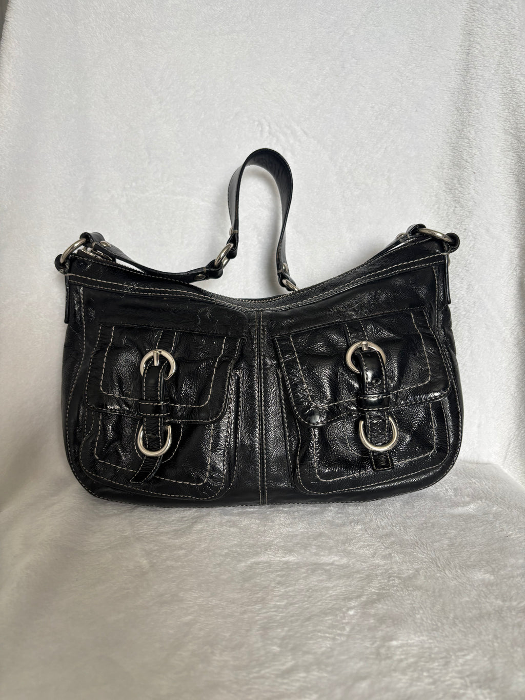 Y2K Coach Black Pleather Shoulder Bag