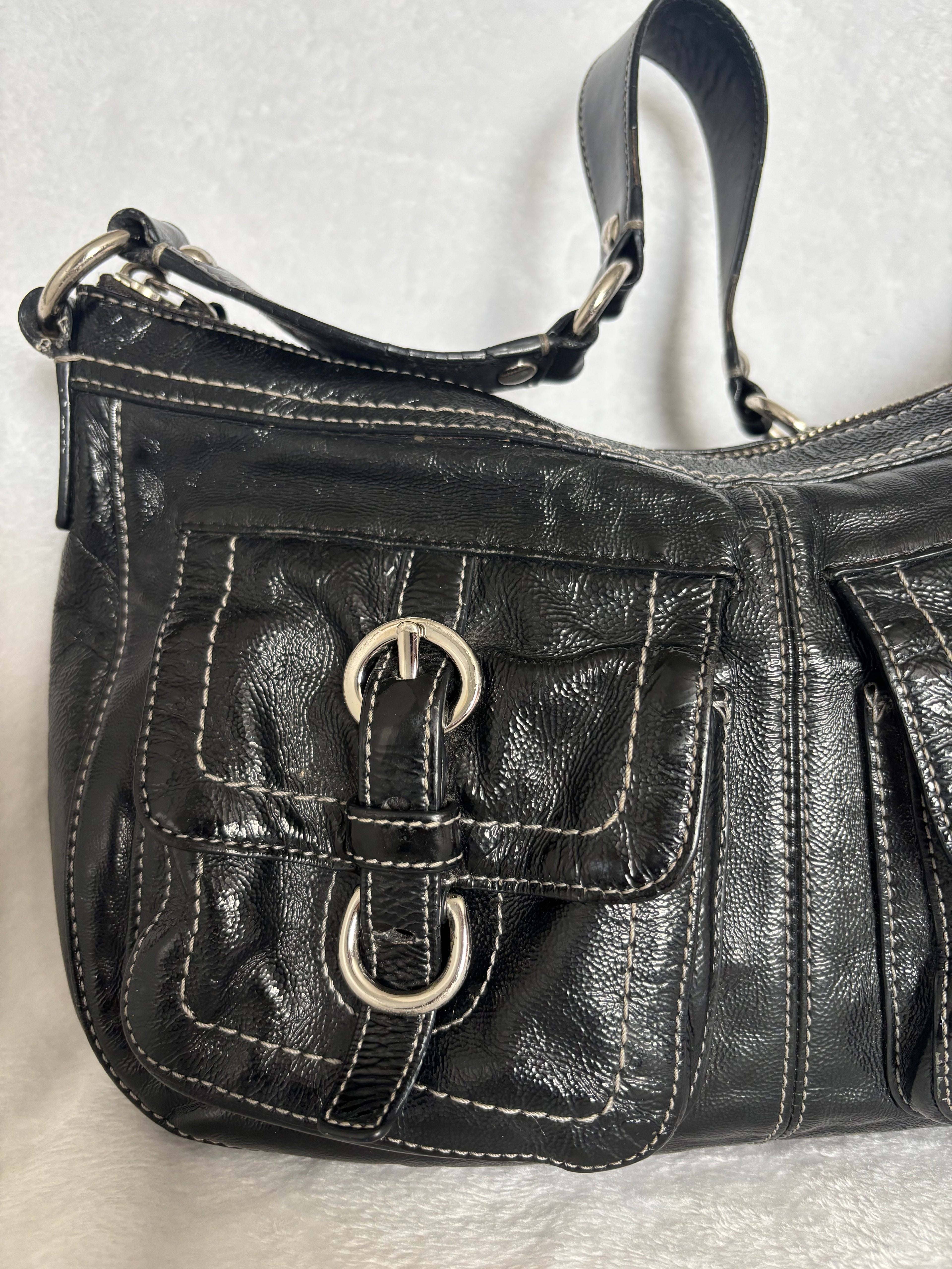 Y2K Coach Black Pleather Shoulder Bag