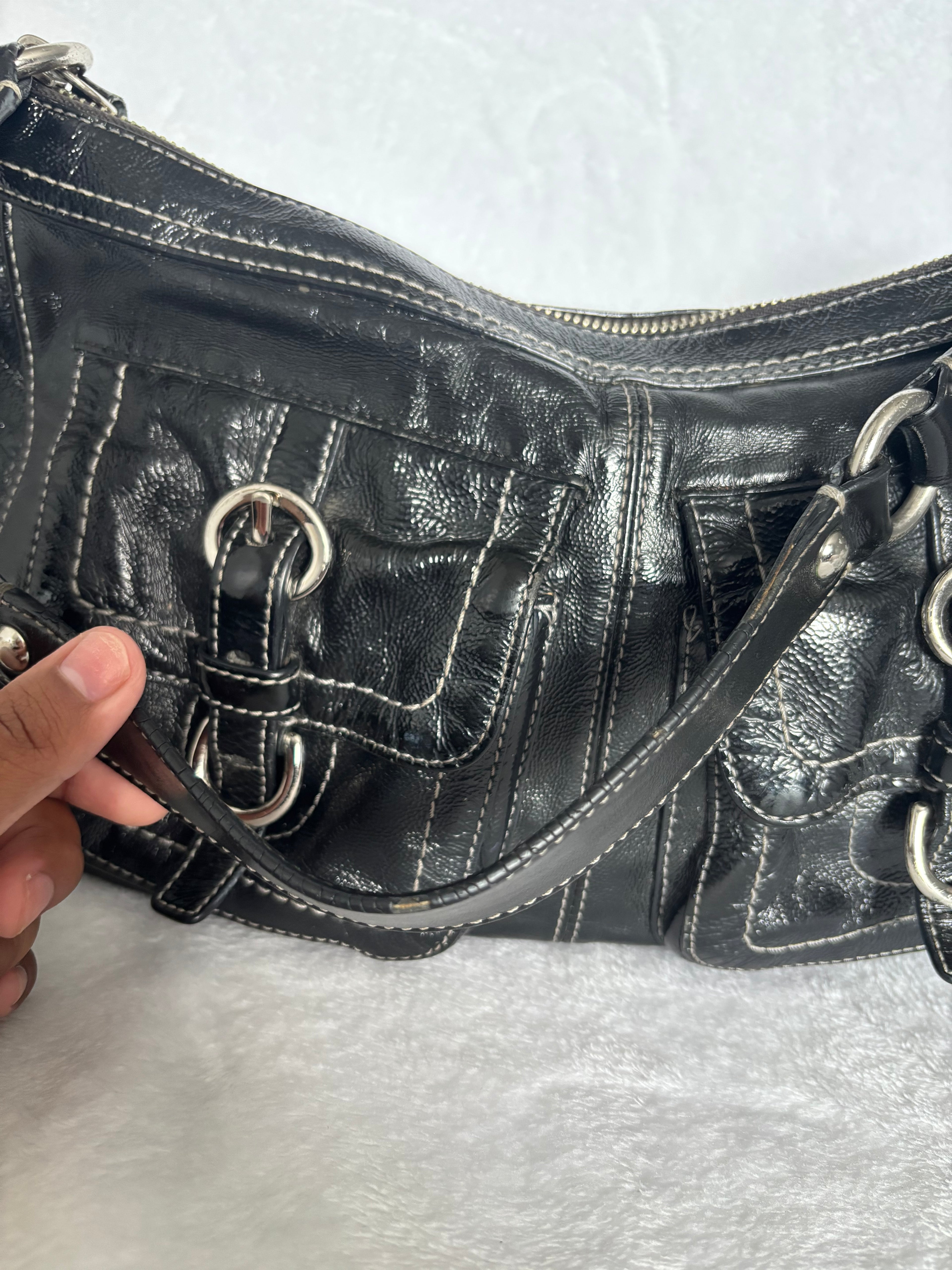 Y2K Coach Black Pleather Shoulder Bag