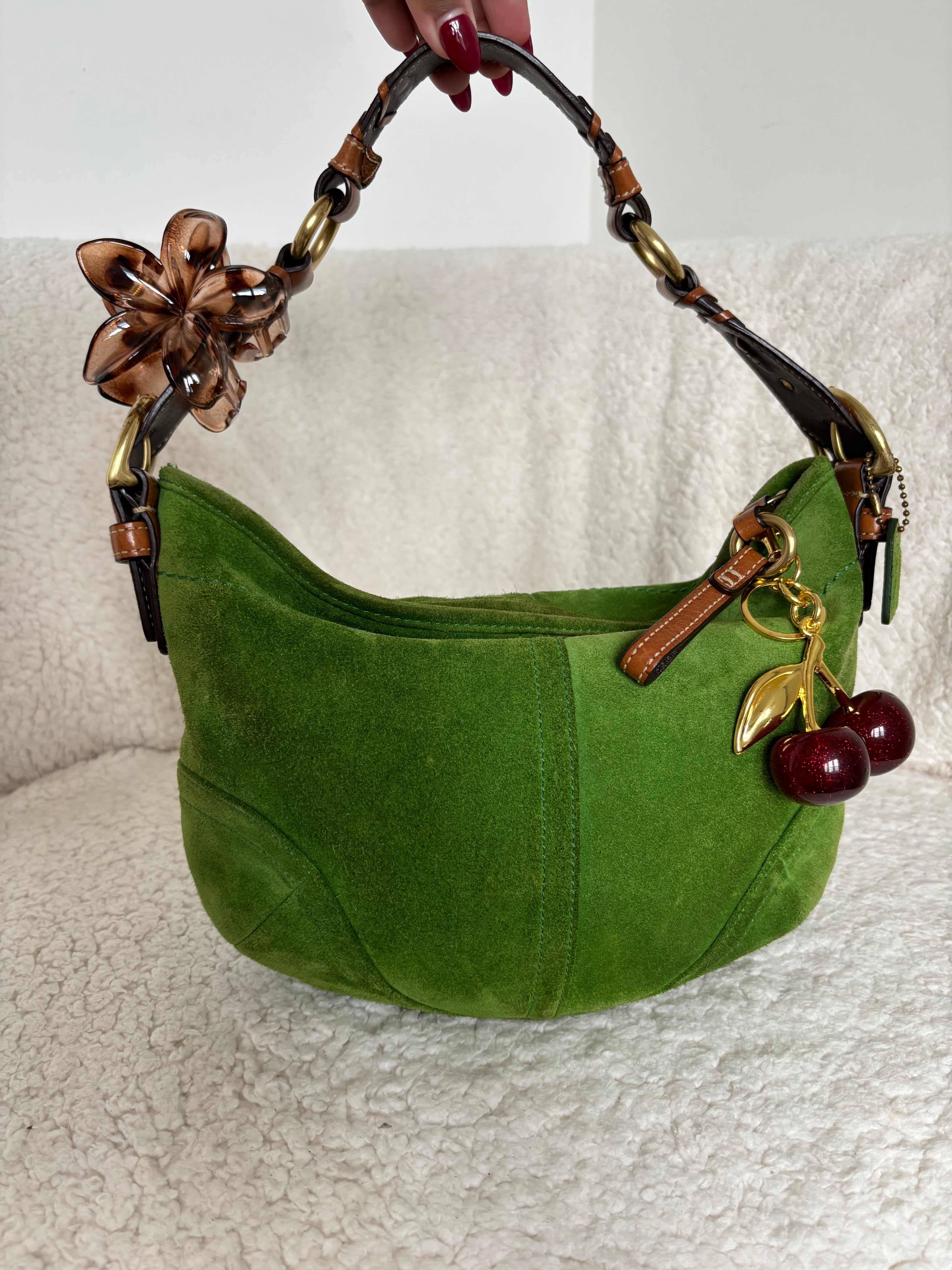 Coach Green Suede Hobo Shoulder Bag 🍒